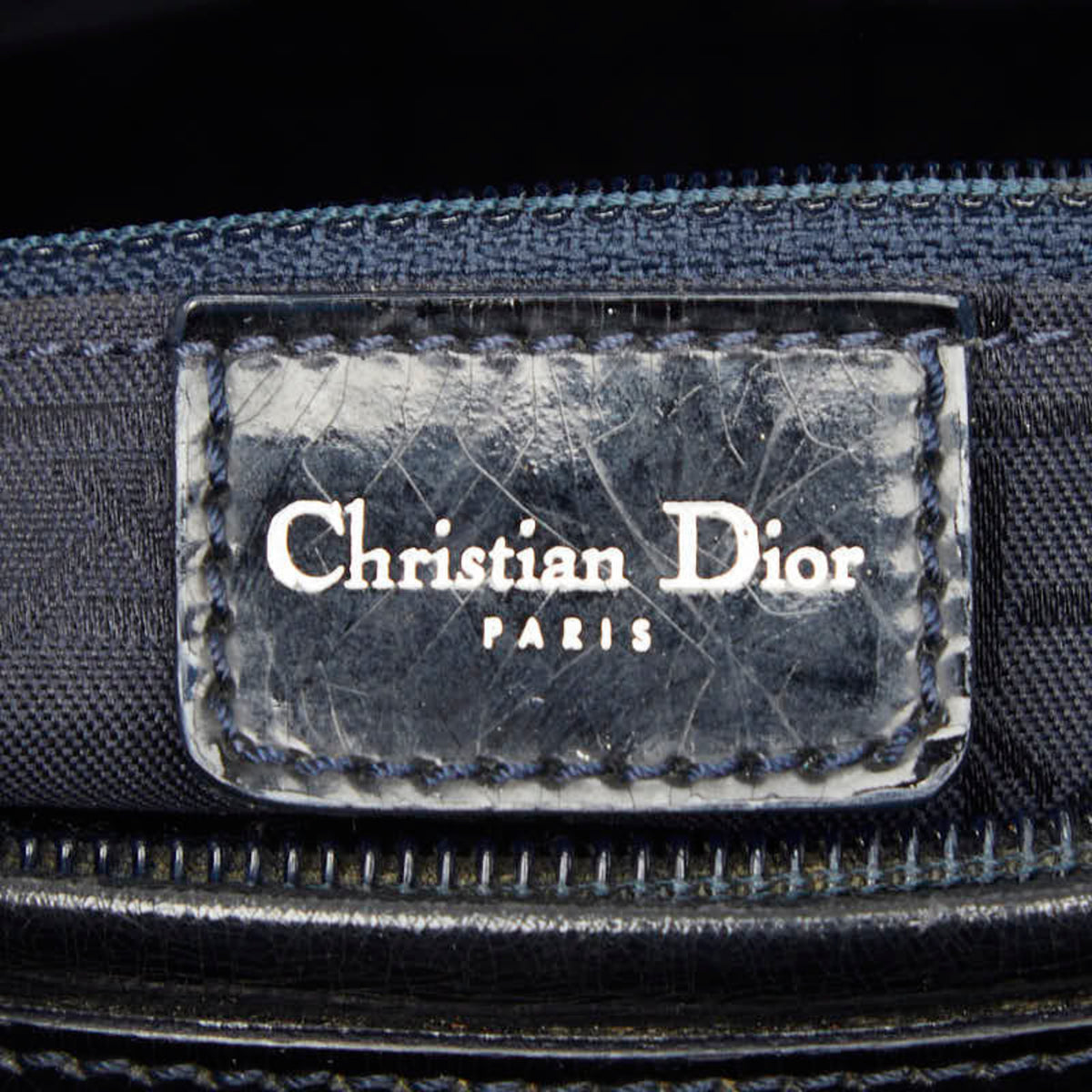 Christian Dior Navy Patent Leather Handbag Shoulder Bag (Pre-Owned)