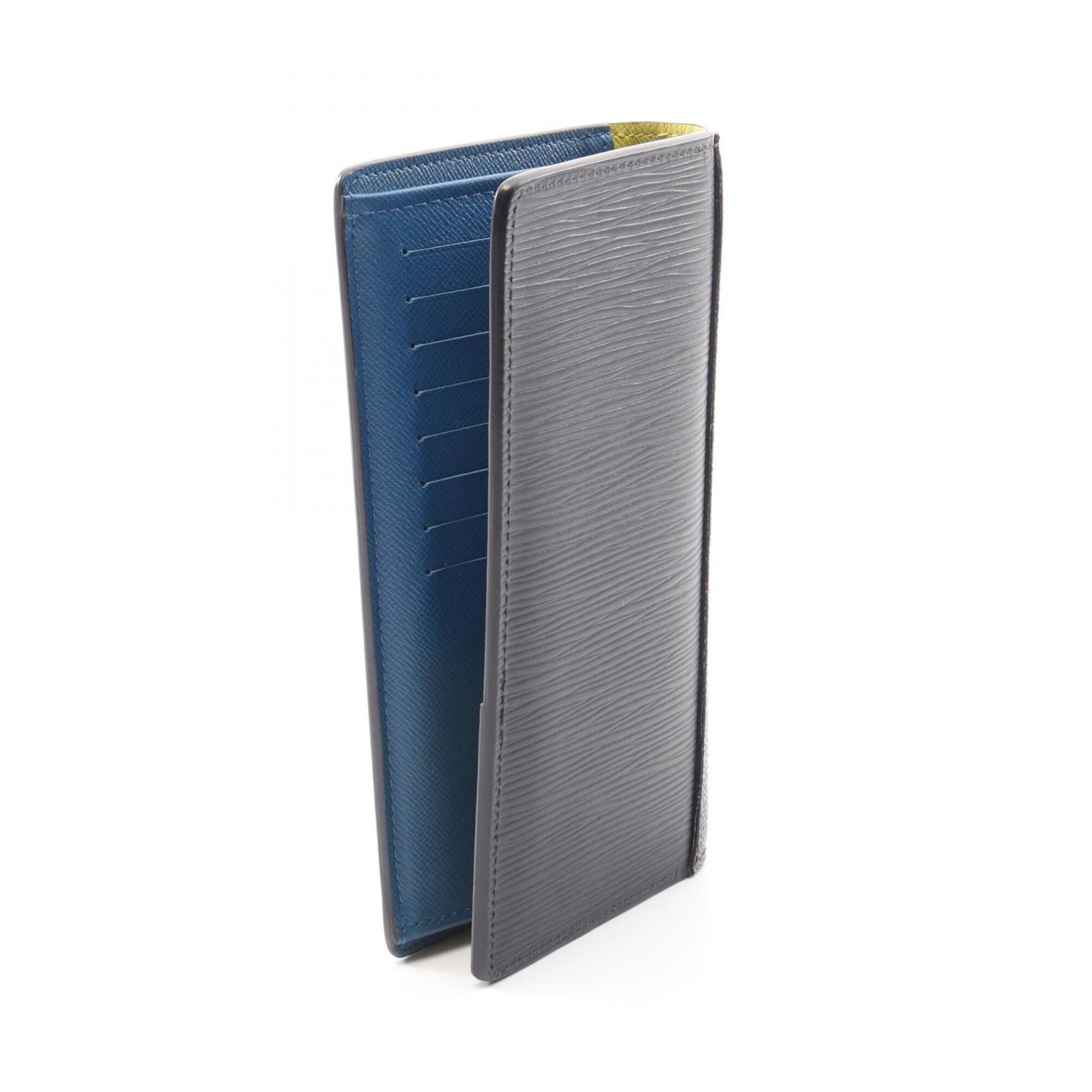 Louis Vuitton Black Navy Leather Pvc Long Wallet (Bi-Fold) (Pre-Owned)
