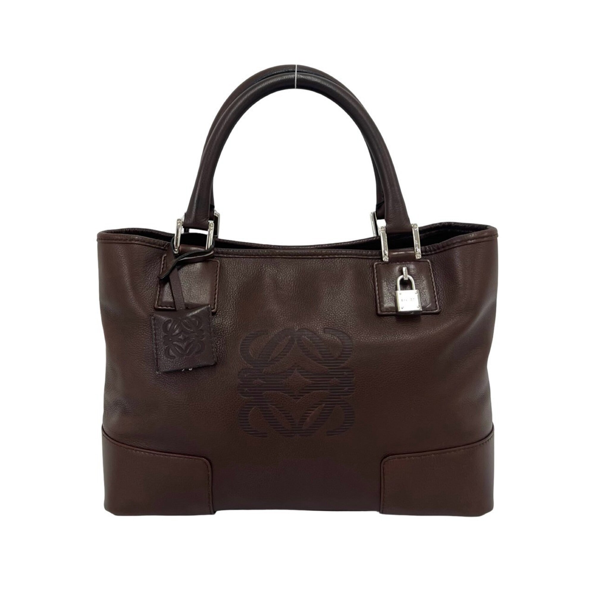 Loewe Brown Leather Boston Bag Handbag Tote Bag (Pre-Owned)
