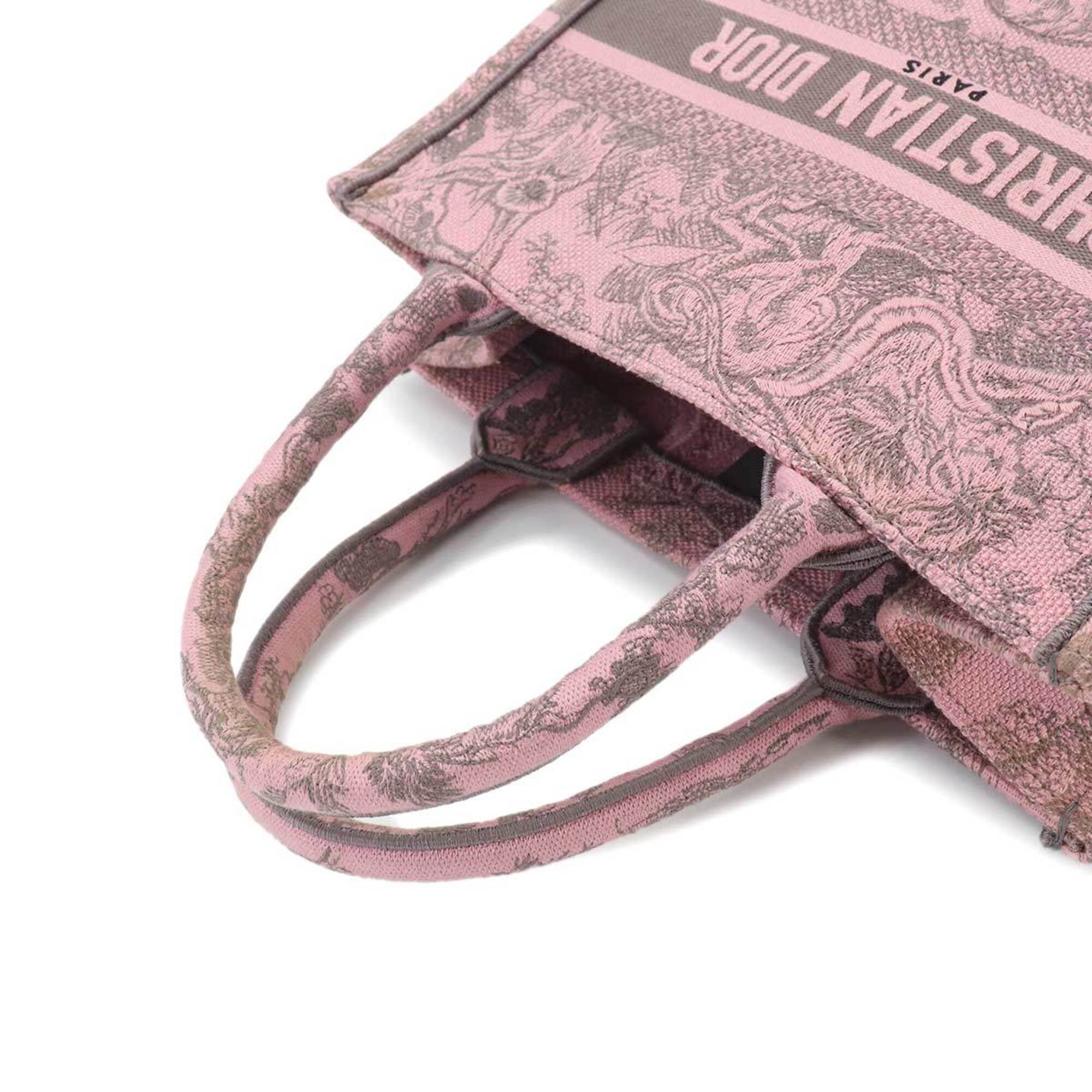 Christian Dior Gray Pink Canvas Handbag Tote Bag (Pre-Owned)