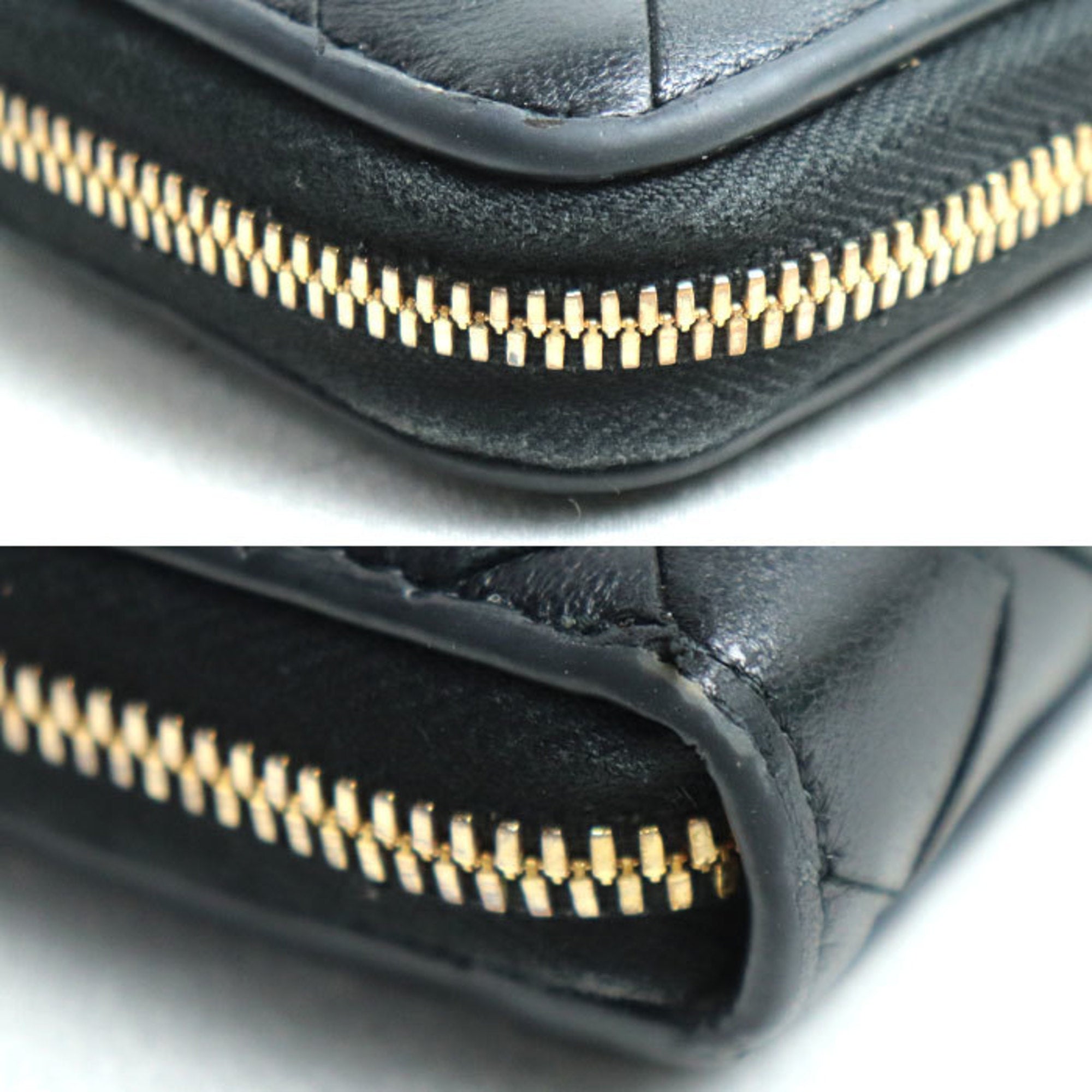 Bottega Veneta Black Leather Long Wallet (Bi-Fold) (Pre-Owned)
