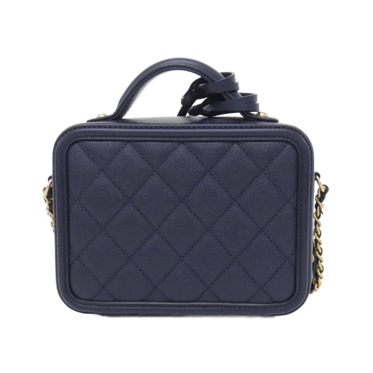 Chanel Navy Grained Calfskin Handbag (Pre-Owned)
