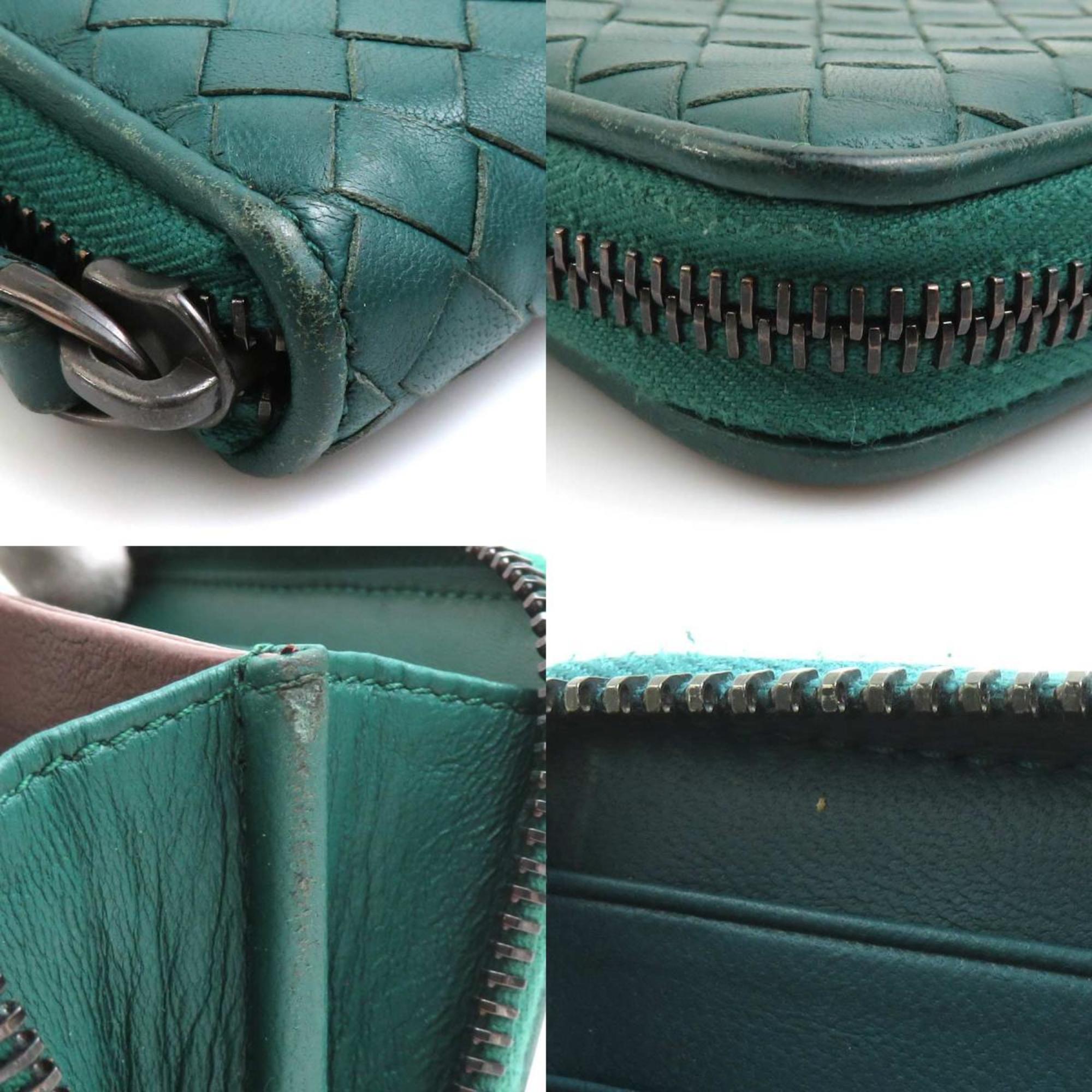 Bottega Veneta Dark Green Intrecciato Coin Purse/Coin Case (Pre-Owned)