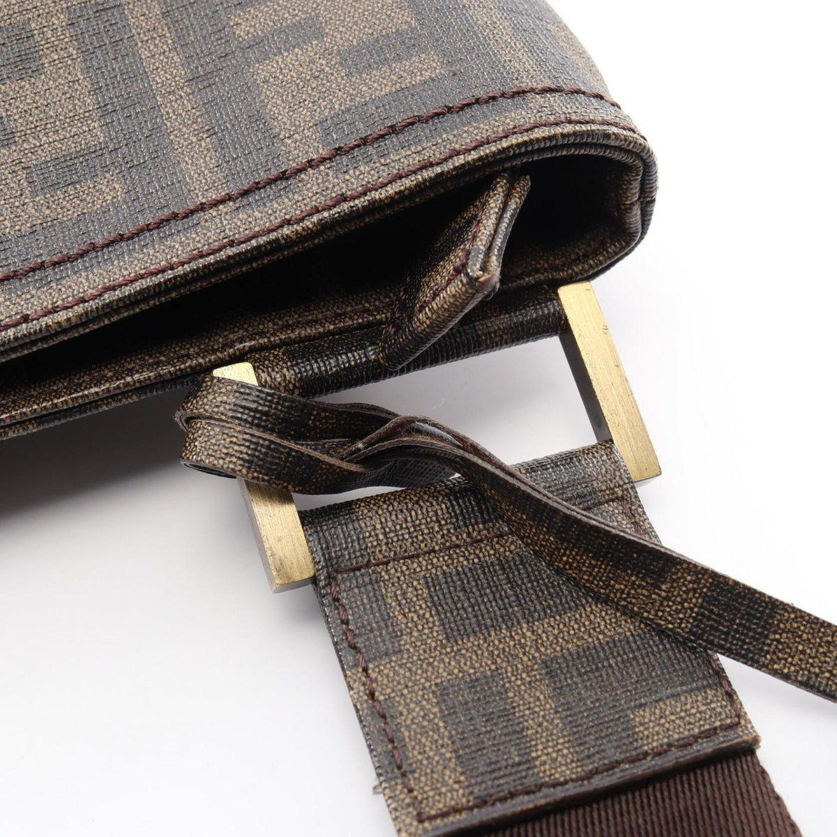 Fendi Black Brown Coated Canvas Handbag Shoulder Bag (Pre-Owned)