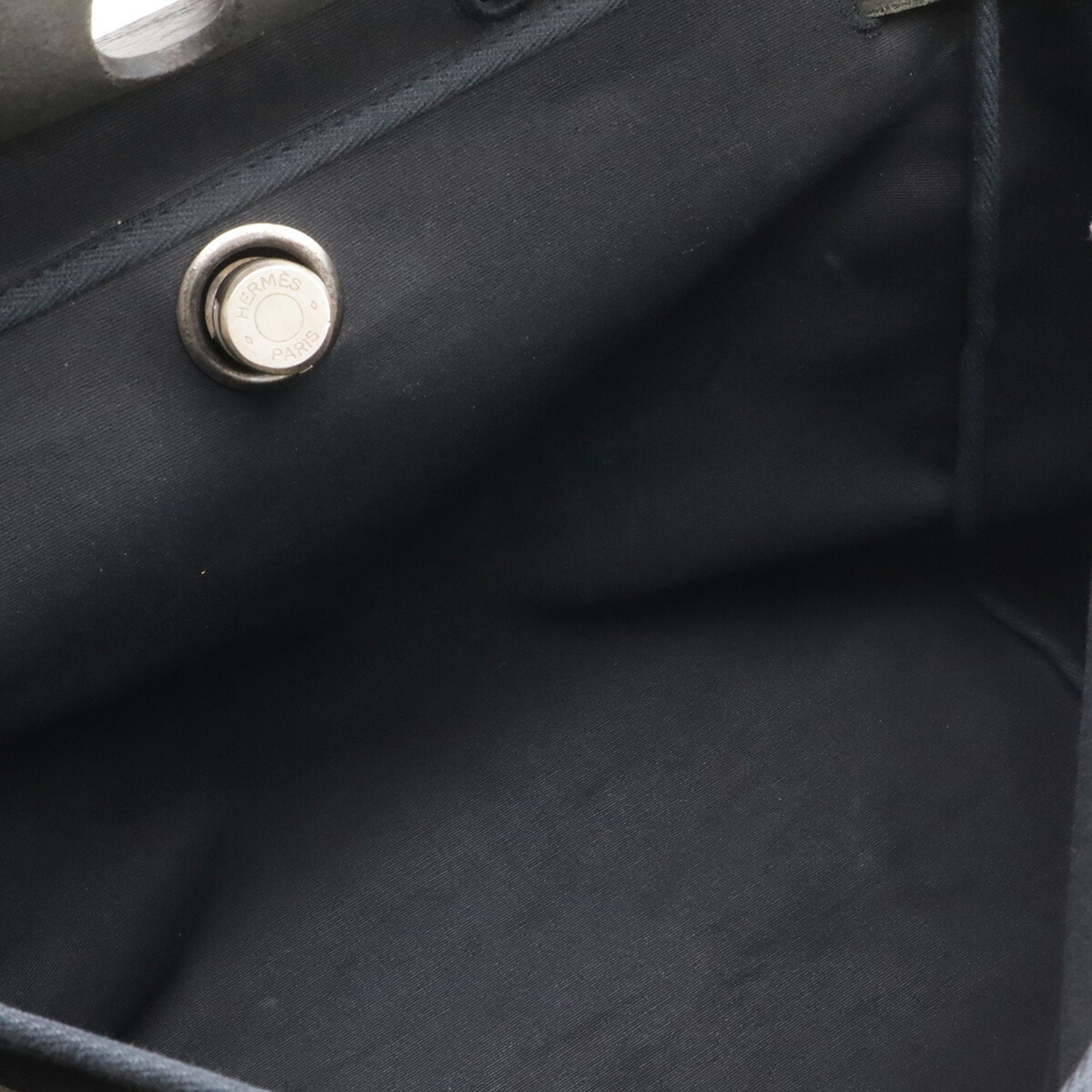 Hermes Her Bag Black Toile Officier Leather Handbag Shoulder Bag (Pre-Owned)