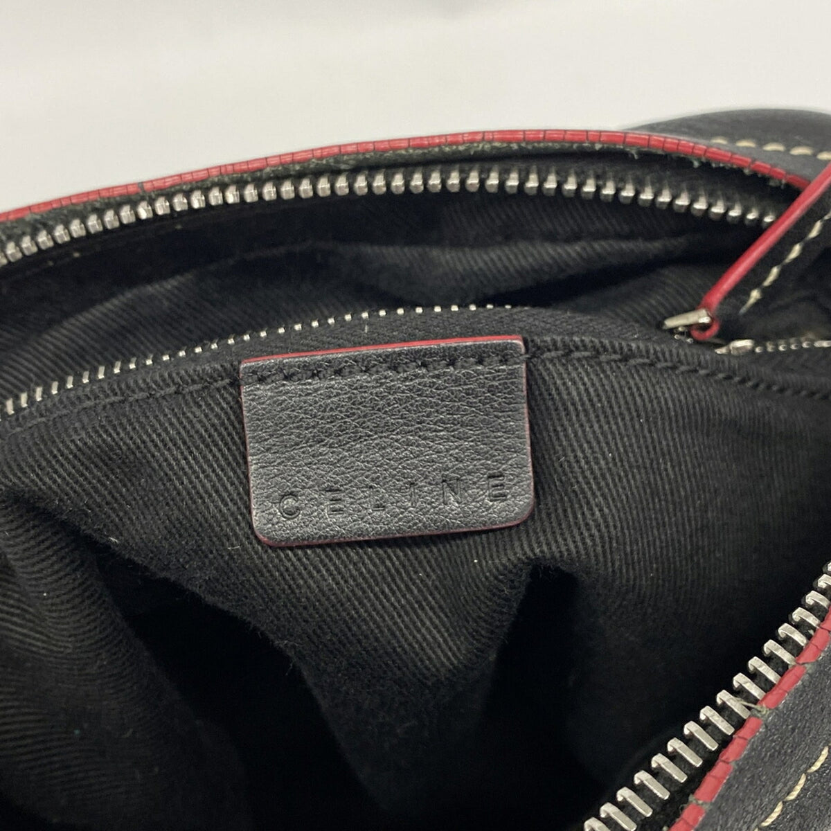 Celine Black Red Color Nylon Canvas Shoulder Bag (Pre-Owned)