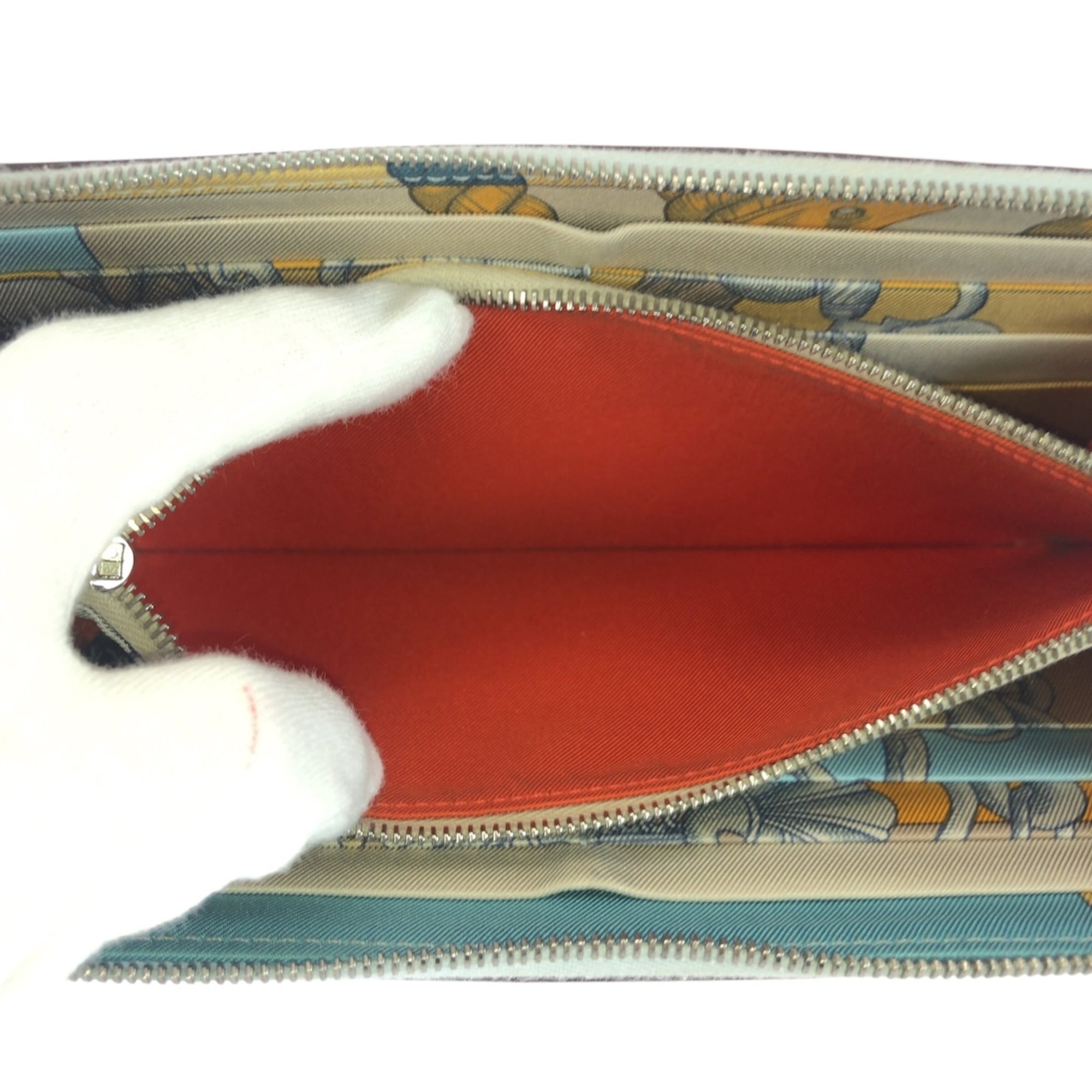 Hermes Light Blue Silk Epsom Leather Long Wallet (Bi-Fold) (Pre-Owned)