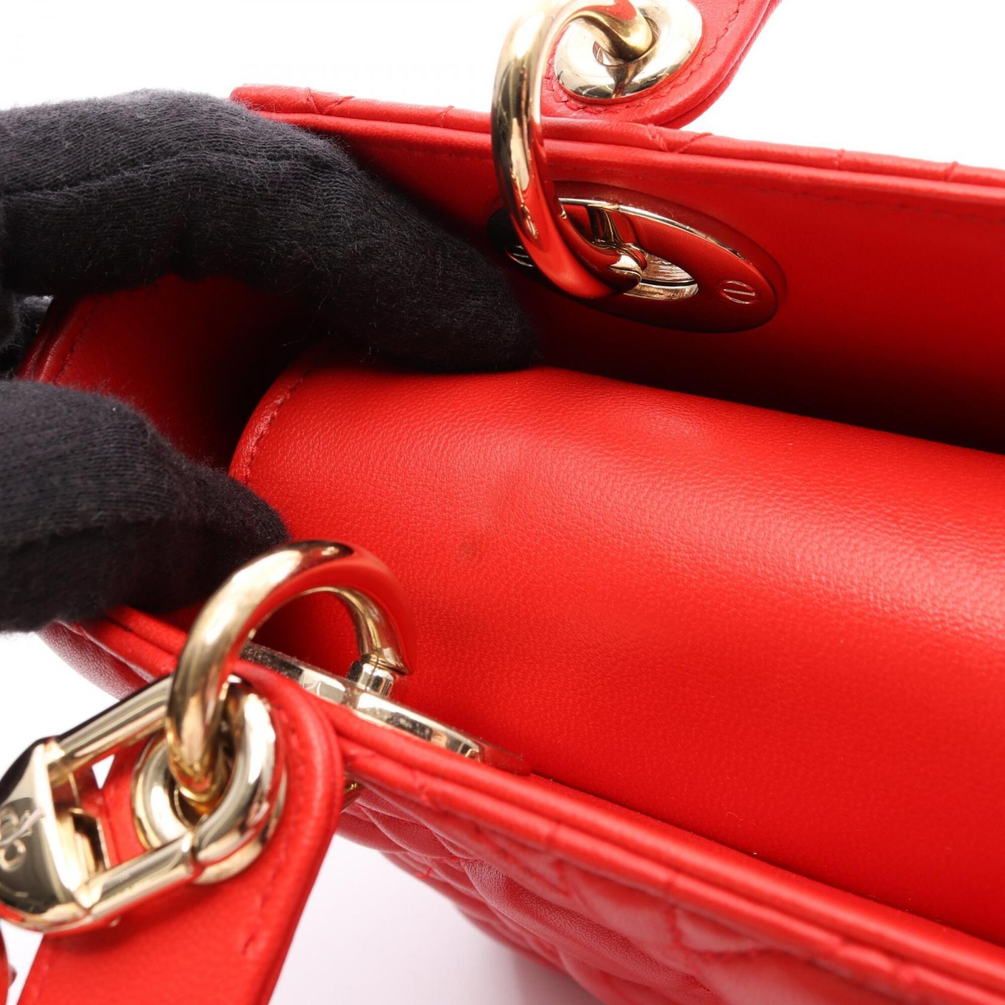 Christian Dior Red Color Leather Handbag (Pre-Owned)