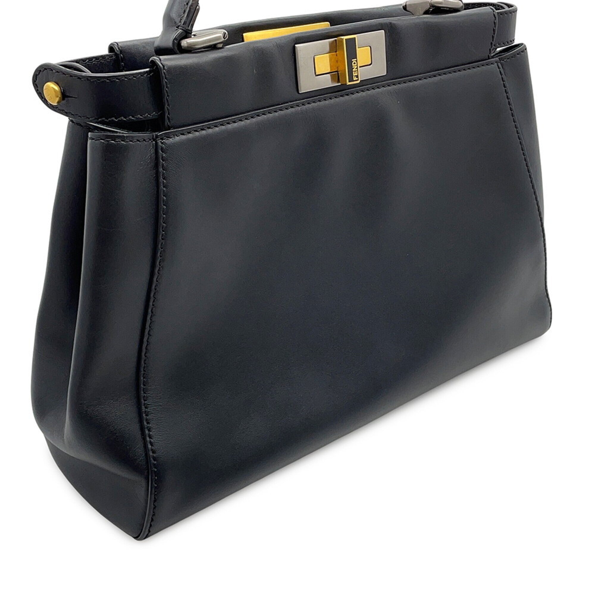 Fendi Peekaboo Black Leather Handbag Shoulder Bag (Pre-Owned)