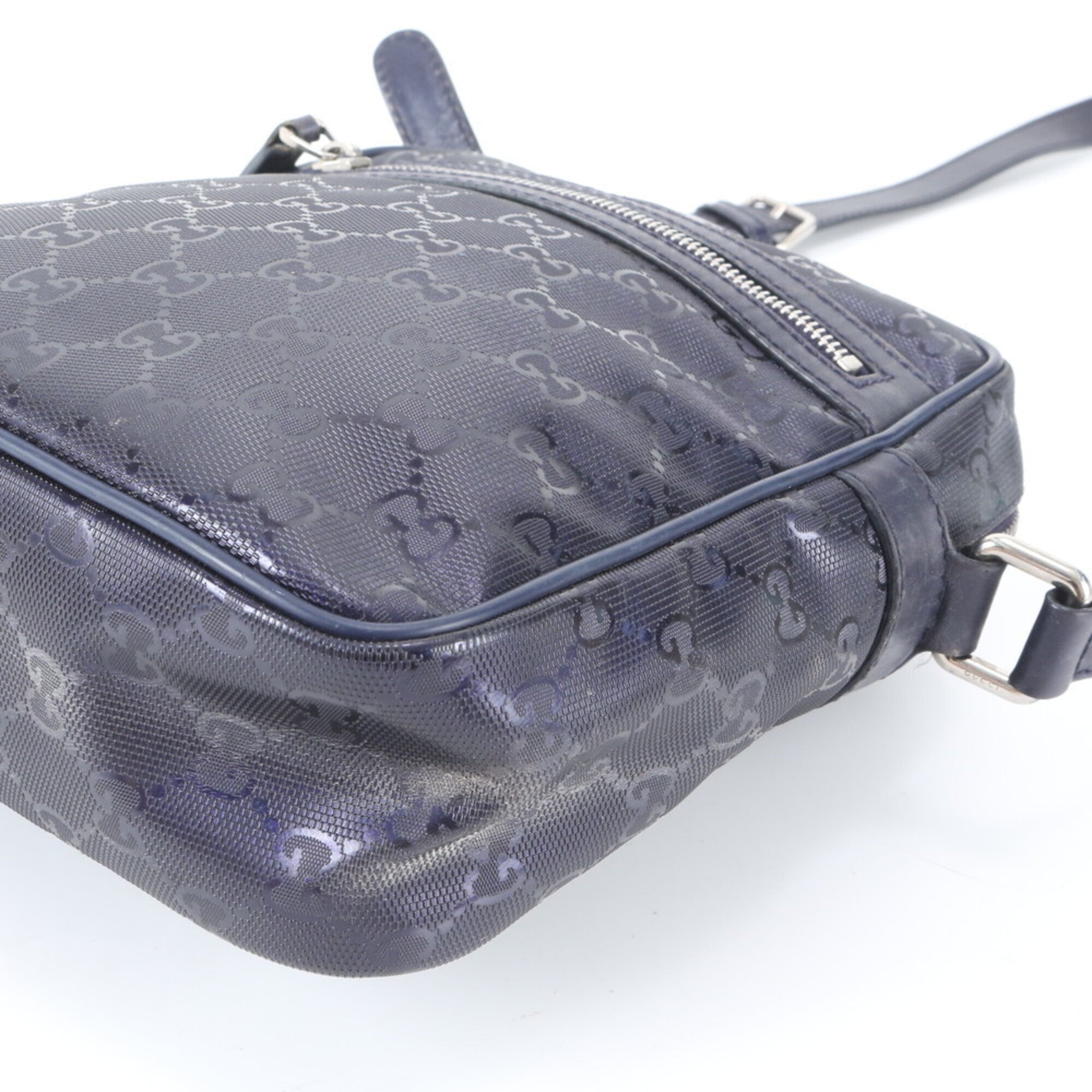 Gucci Gg Imprimé Purple Gg Imprimé Leather Messenger Bag Shoulder Bag (Pre-Owned)