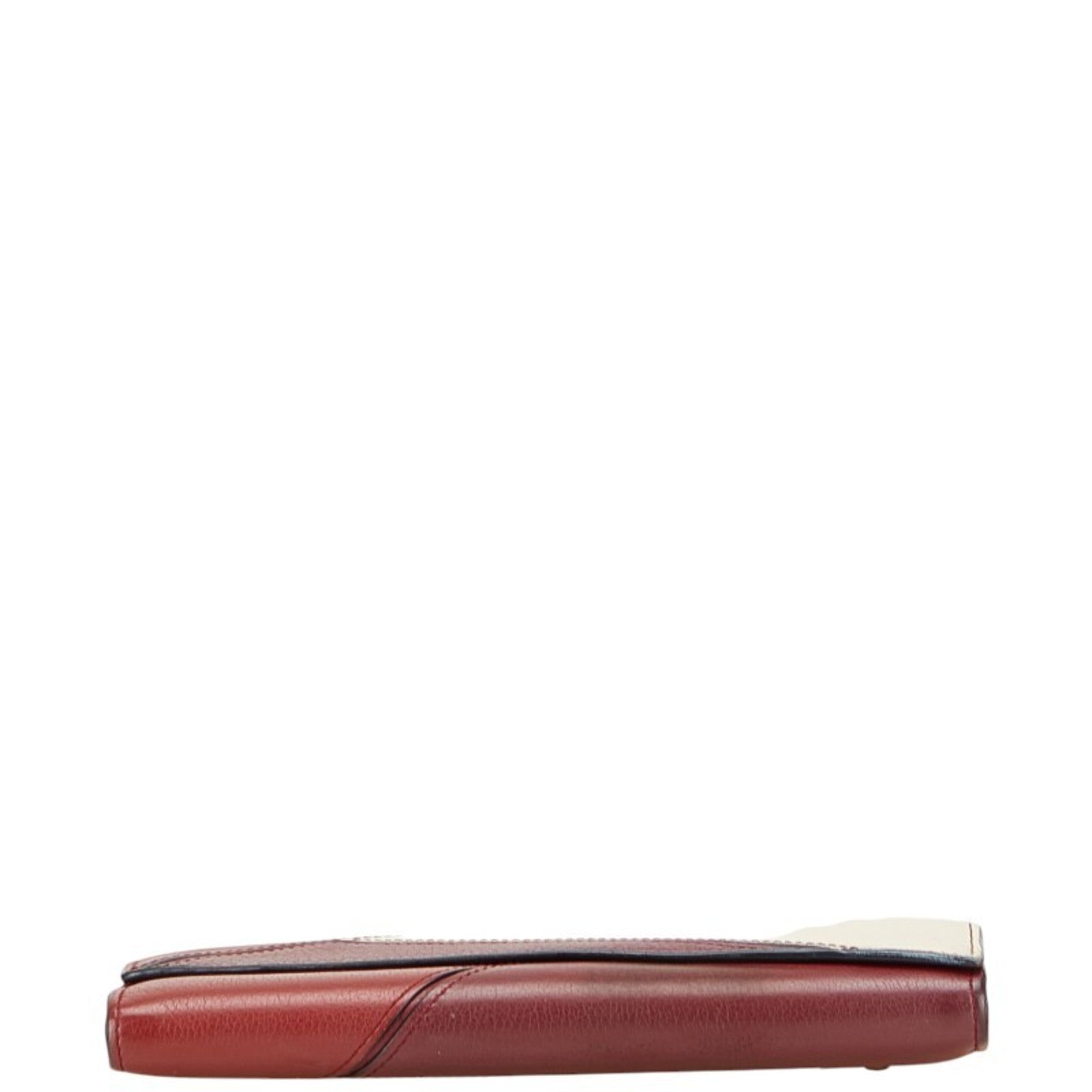 Loewe Red Color White Leather Coin Purse/Coin Case (Pre-Owned)