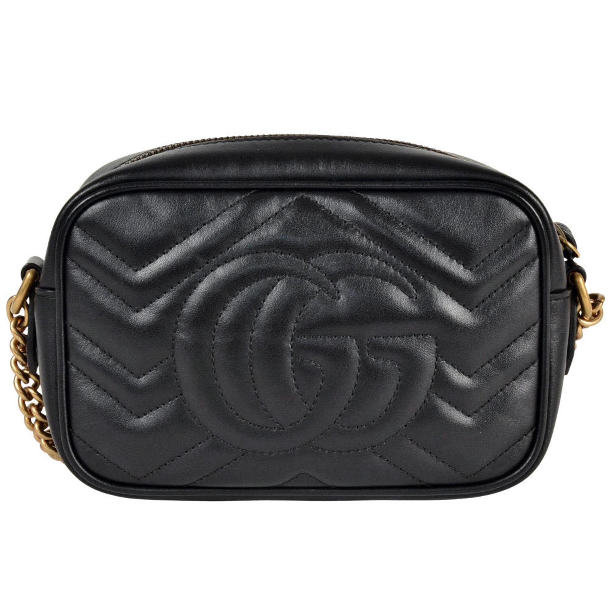 Gucci Gg Marmont Black Leather Shoulder Bag (Pre-Owned)