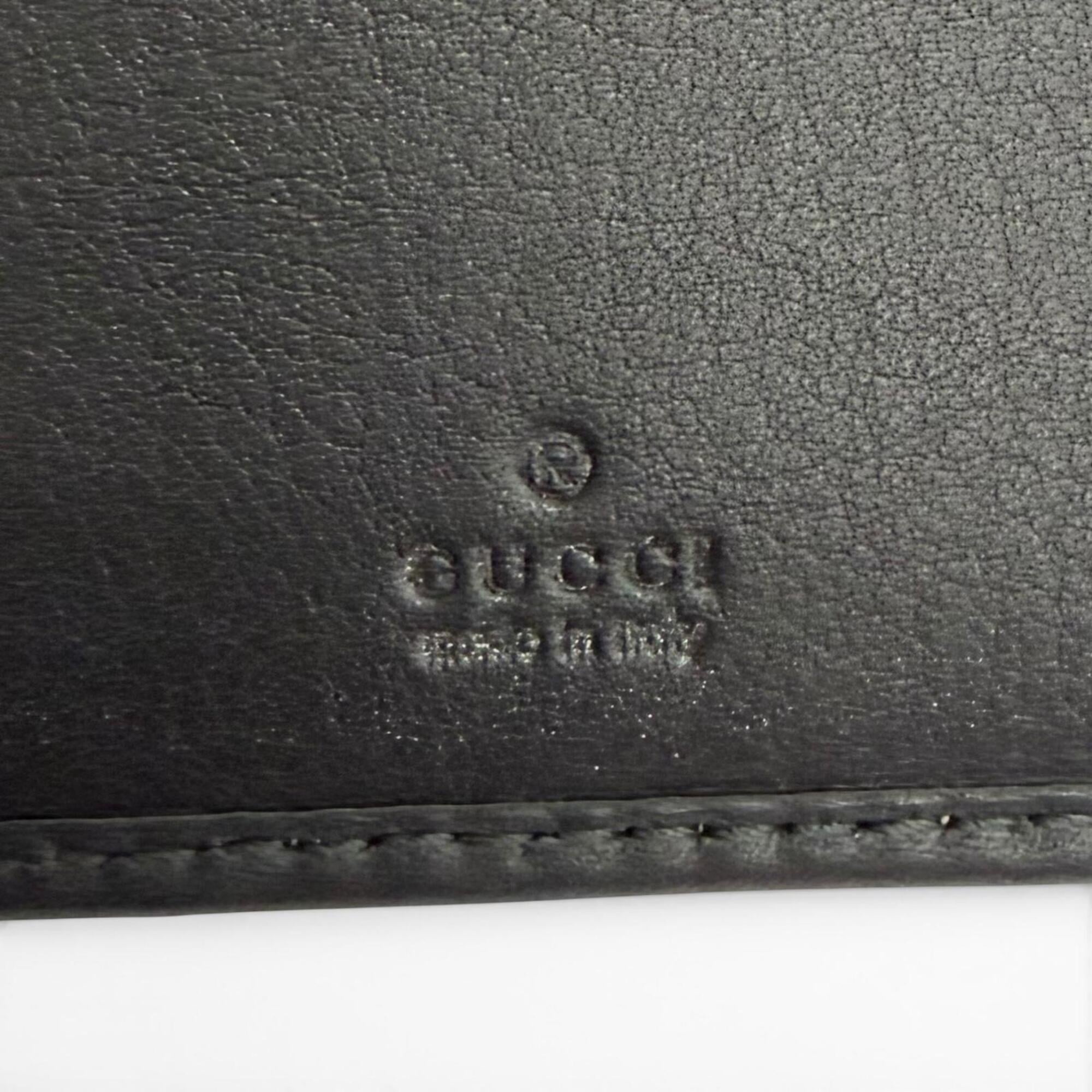 Gucci Beige Black Gg Canvas Leather Long Wallet (Bi-Fold) (Pre-Owned)