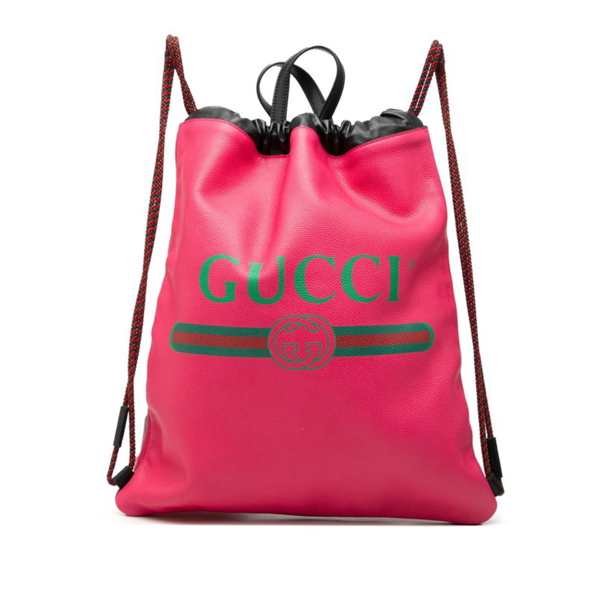 Gucci Black Pink Leather Backpack Beach Bag (Pre-Owned)