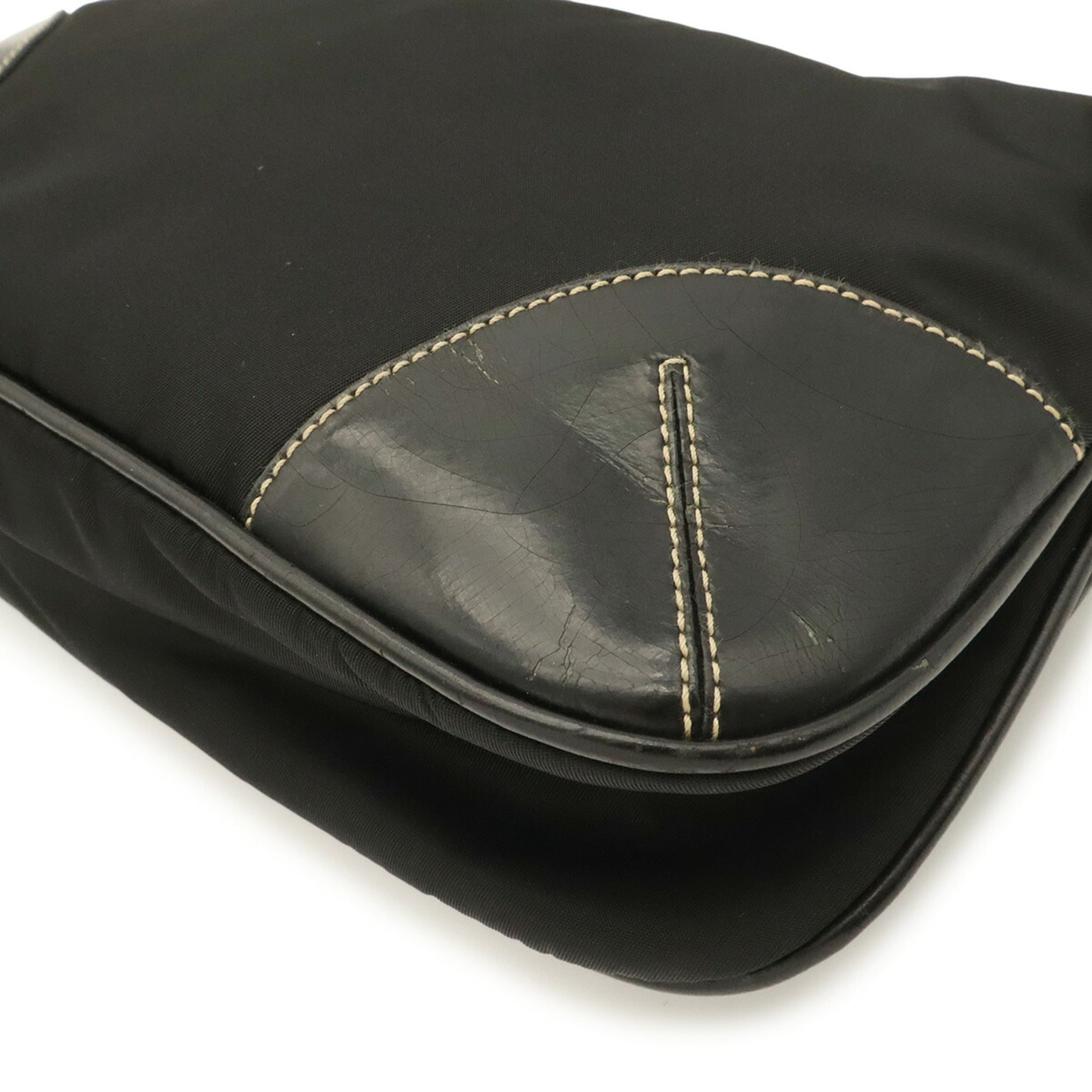 Prada Black Nero Nylon Leather Shoulder Bag (Pre-Owned)