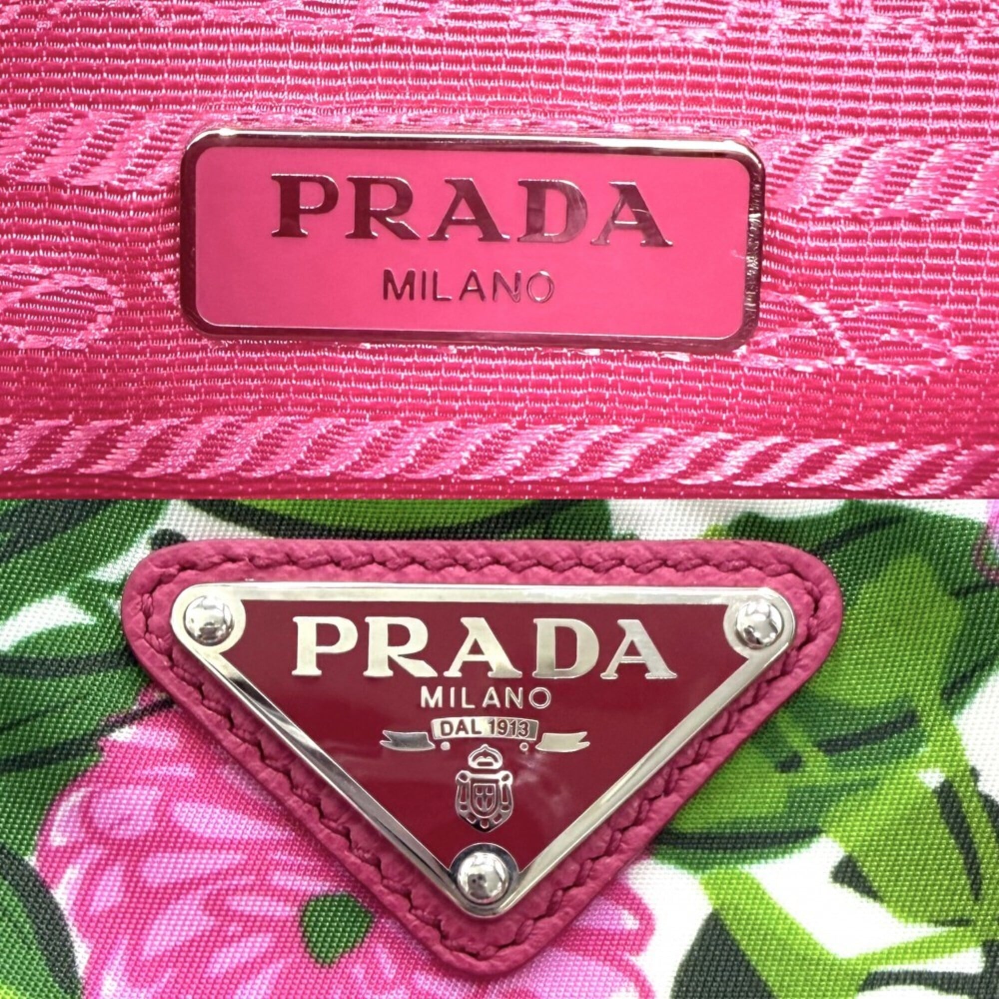 Prada Pink Nylon Leather Pochette Shoulder Bag (Pre-Owned)