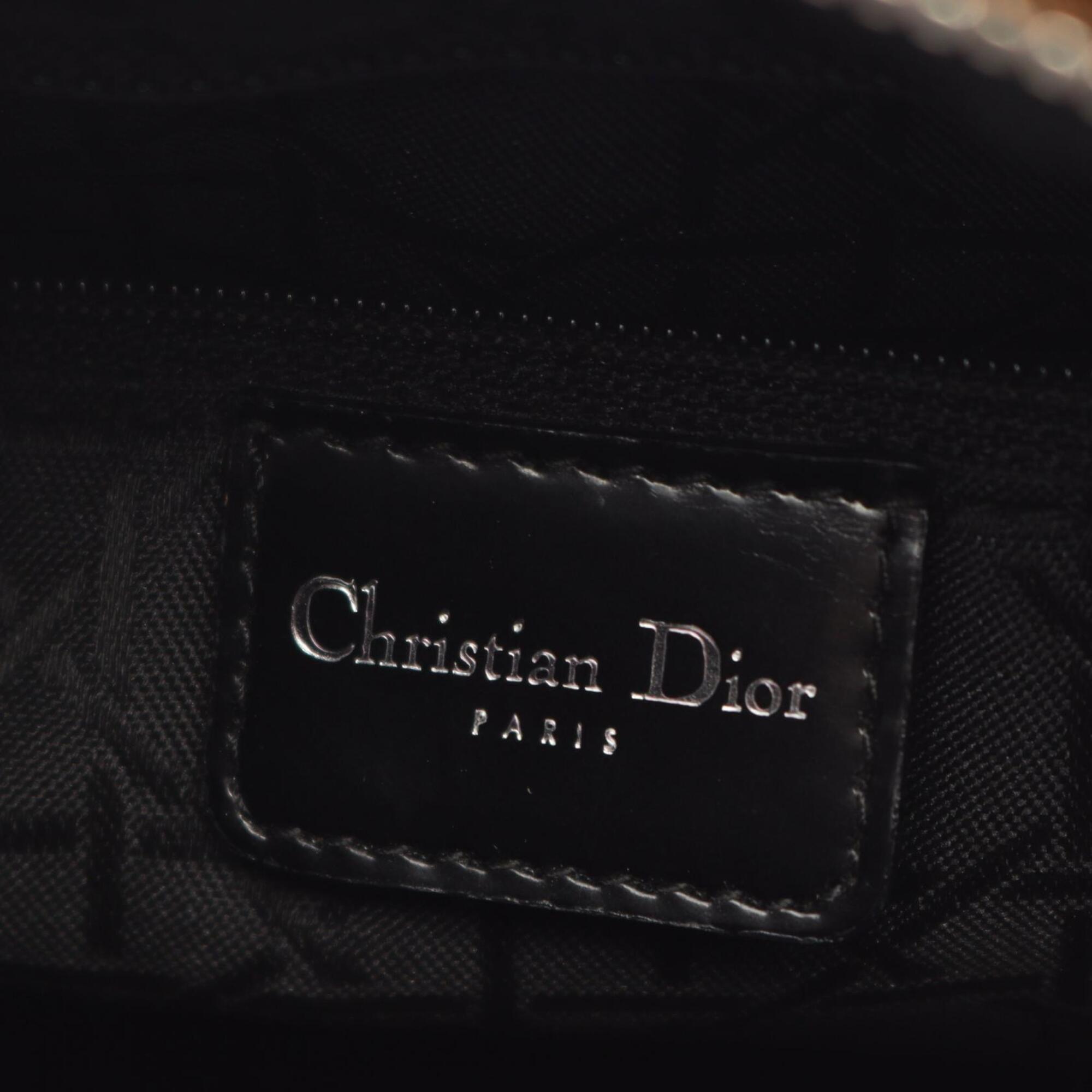 Christian Dior Beige Black Canvas Handbag (Pre-Owned)