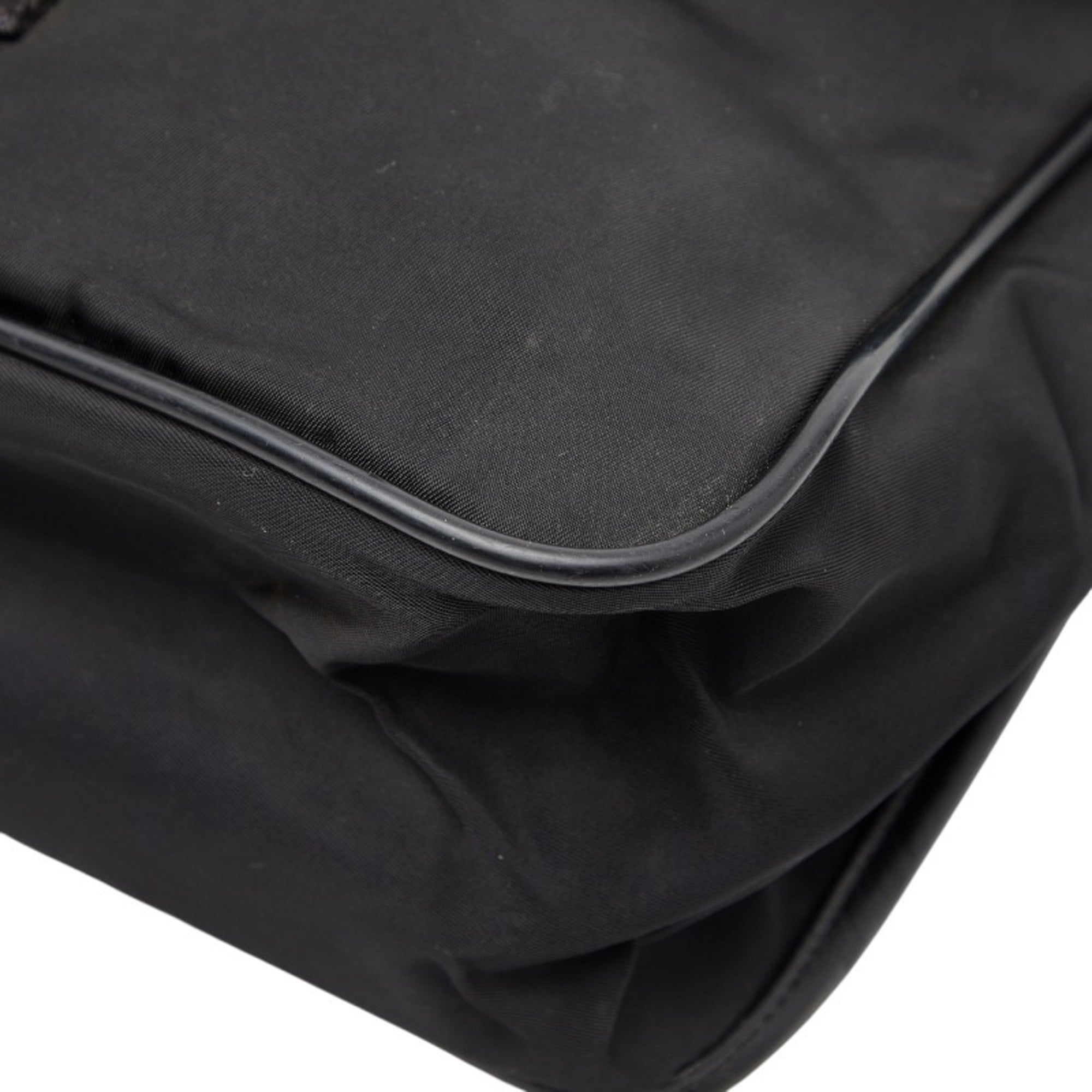 Prada Black Nylon Leather Shoulder Bag (Pre-Owned)