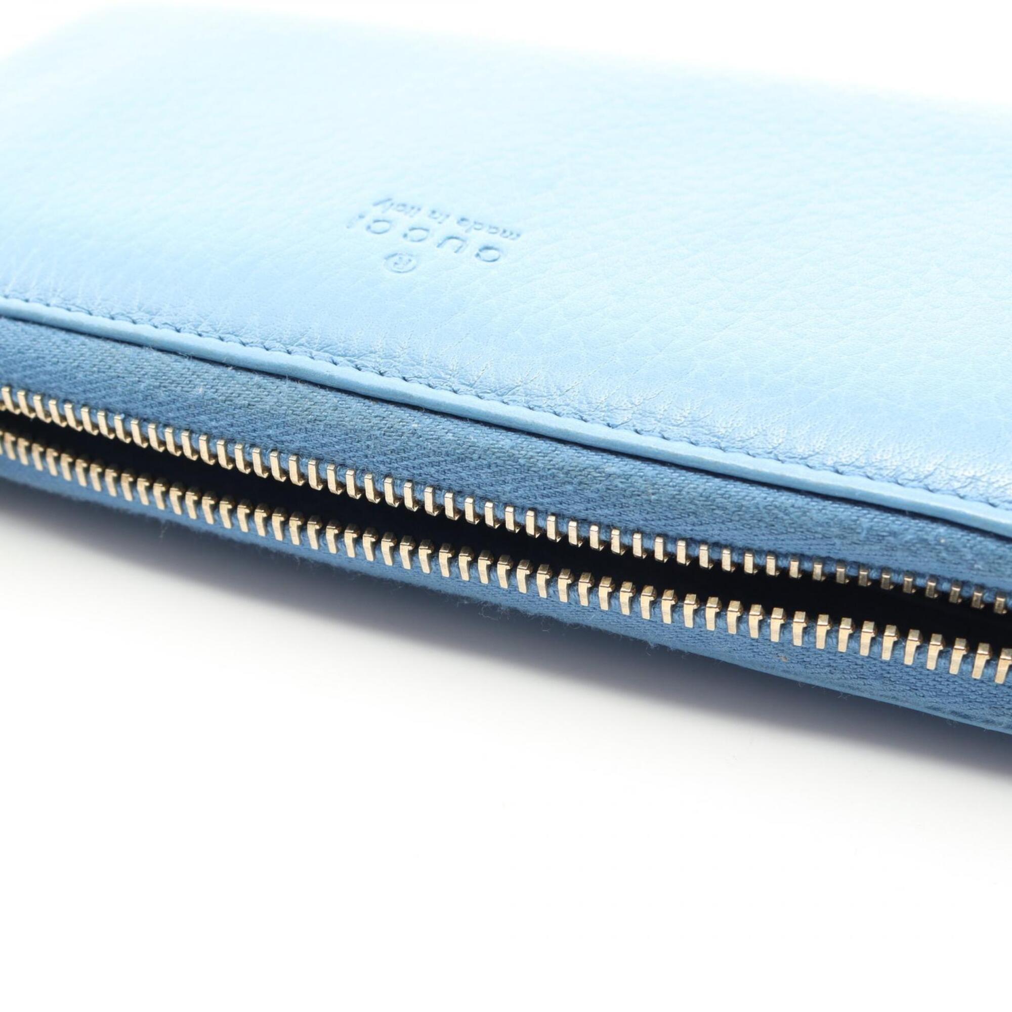 Gucci Blue Leather Long Wallet (Bi-Fold) (Pre-Owned)