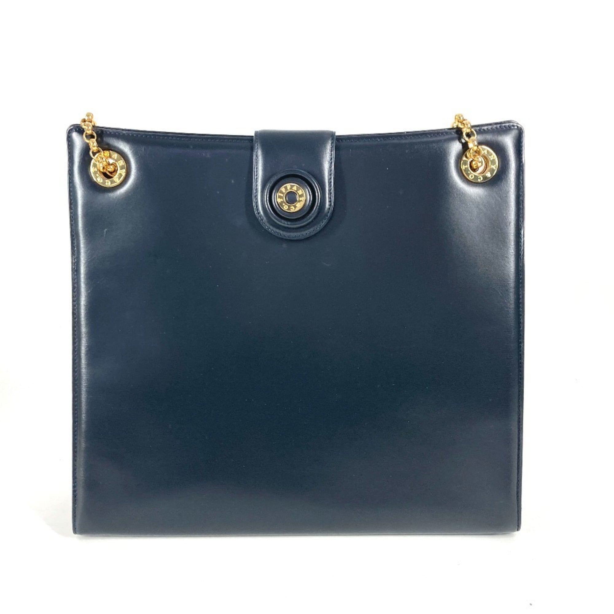 Tiffany Navy Leather Shoulder Bag Tote Bag (Pre-Owned)