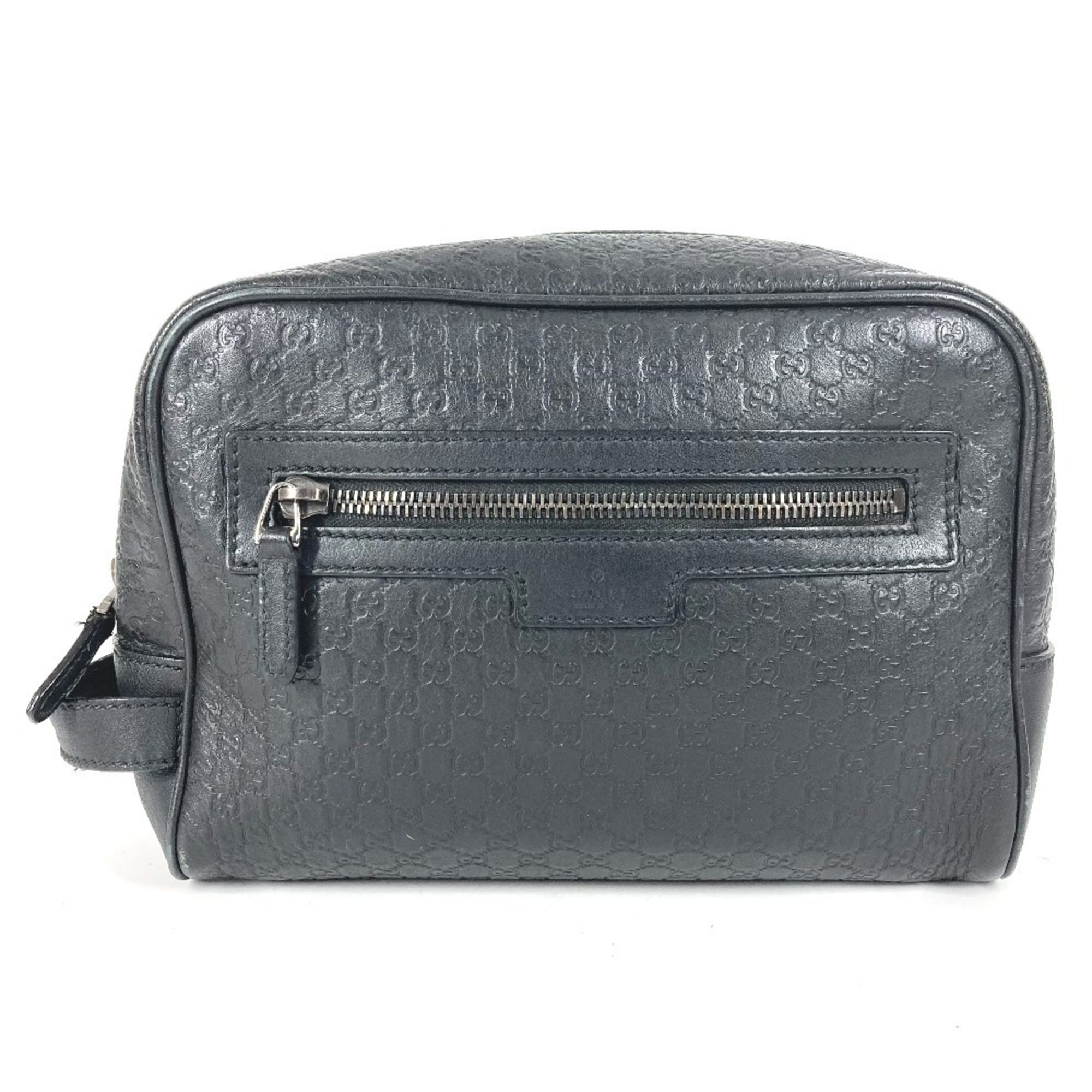 Gucci Guccissima Black Gg Leather Clutch Bag Handbag (Pre-Owned)