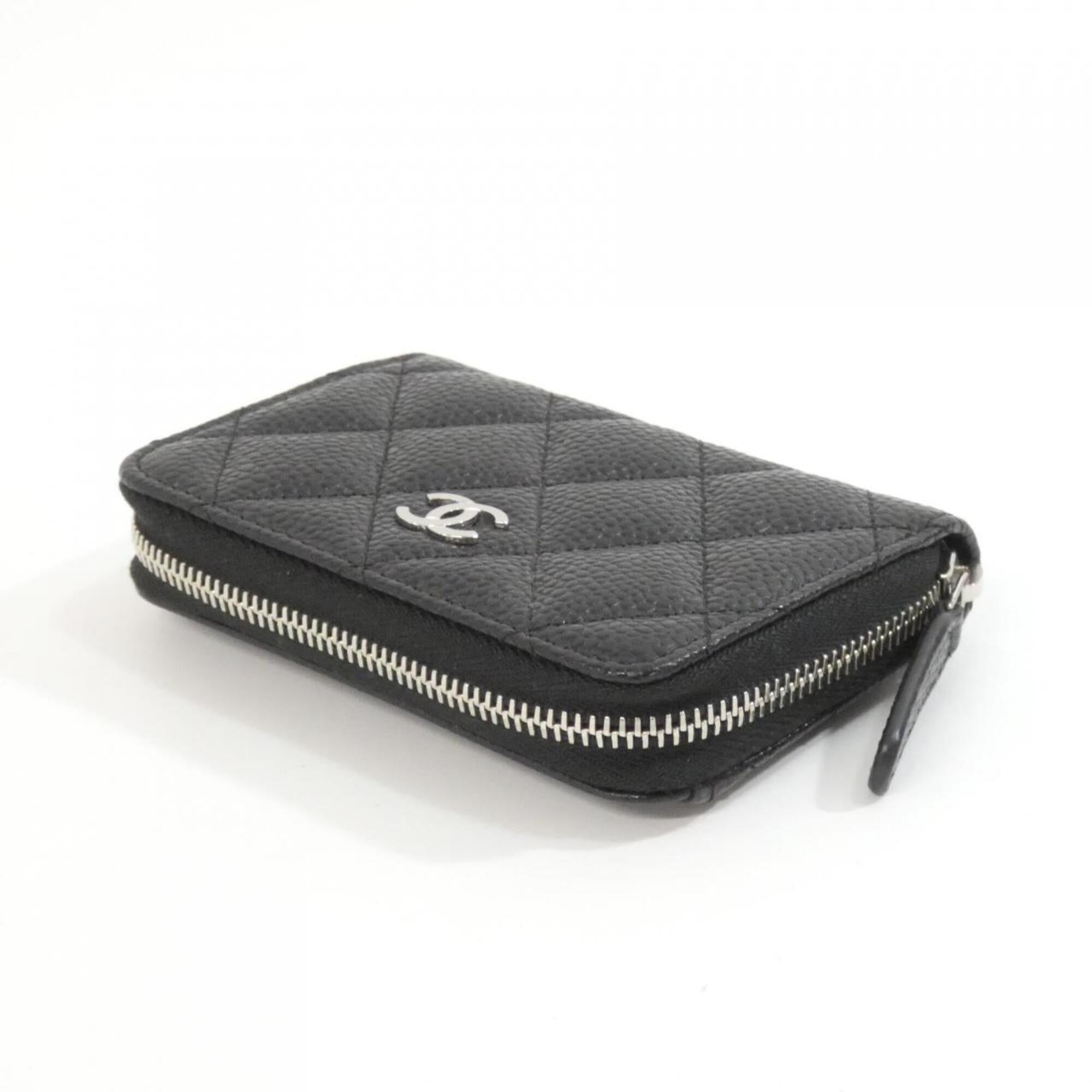 Chanel Black Grained Calfskin Coin Purse/Coin Case (Pre-Owned)