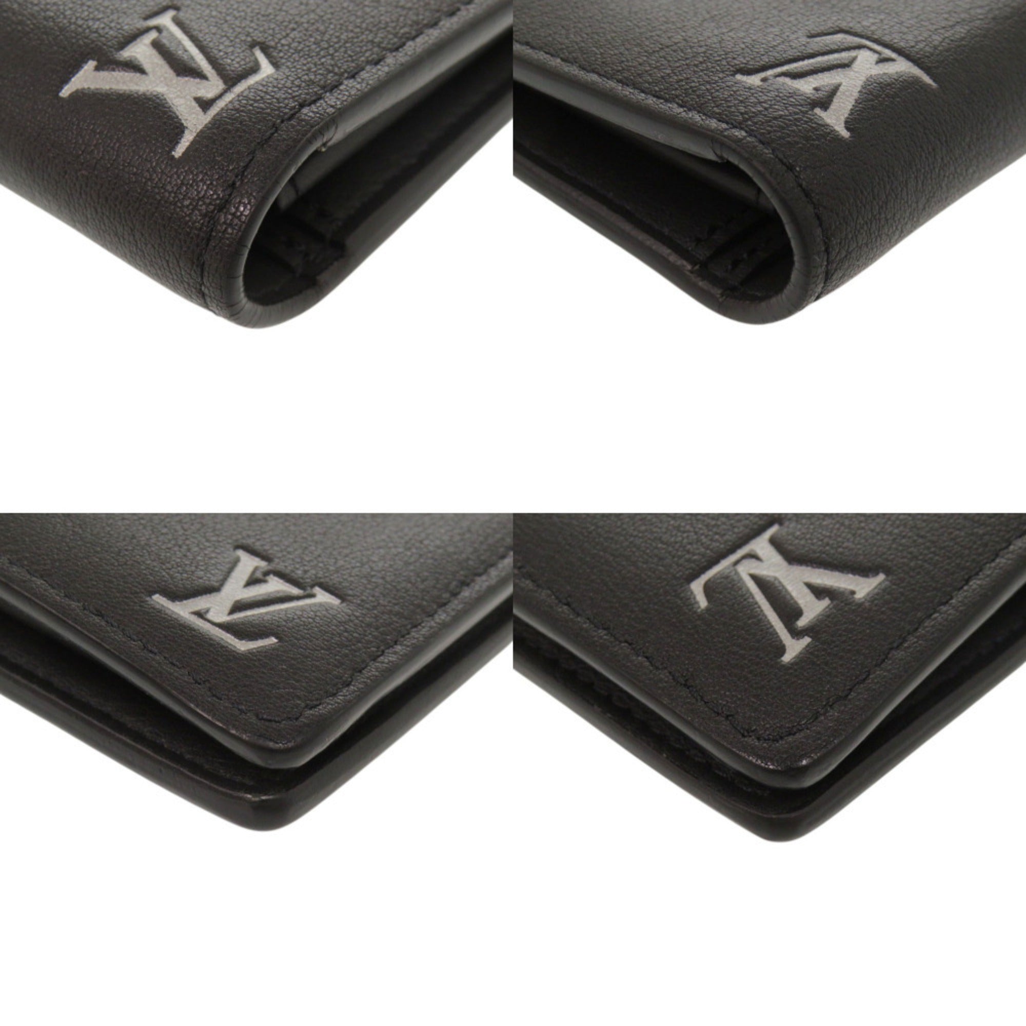 Louis Vuitton Black Leather Long Wallet (Bi-Fold) (Pre-Owned)