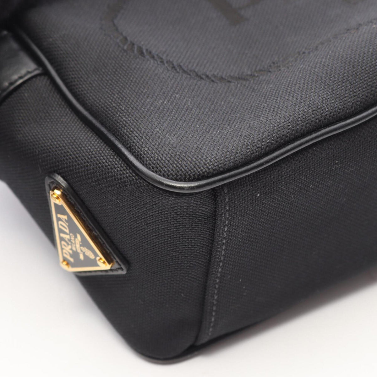 Prada Black Canvas Leather Shoulder Bag (Pre-Owned)