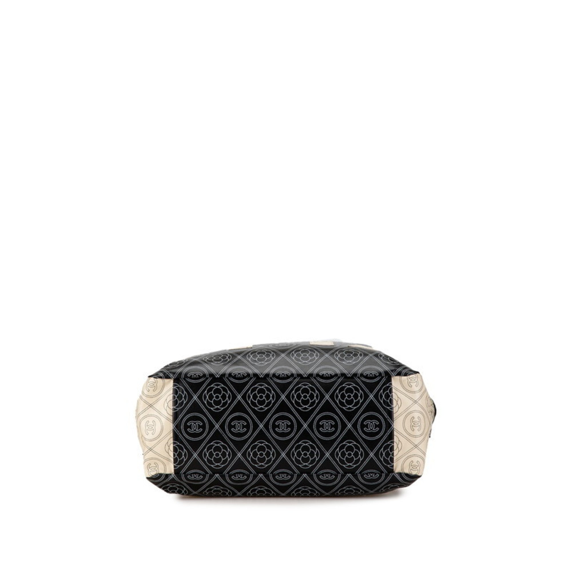 Chanel Black White Leather Handbag Tote Bag (Pre-Owned)