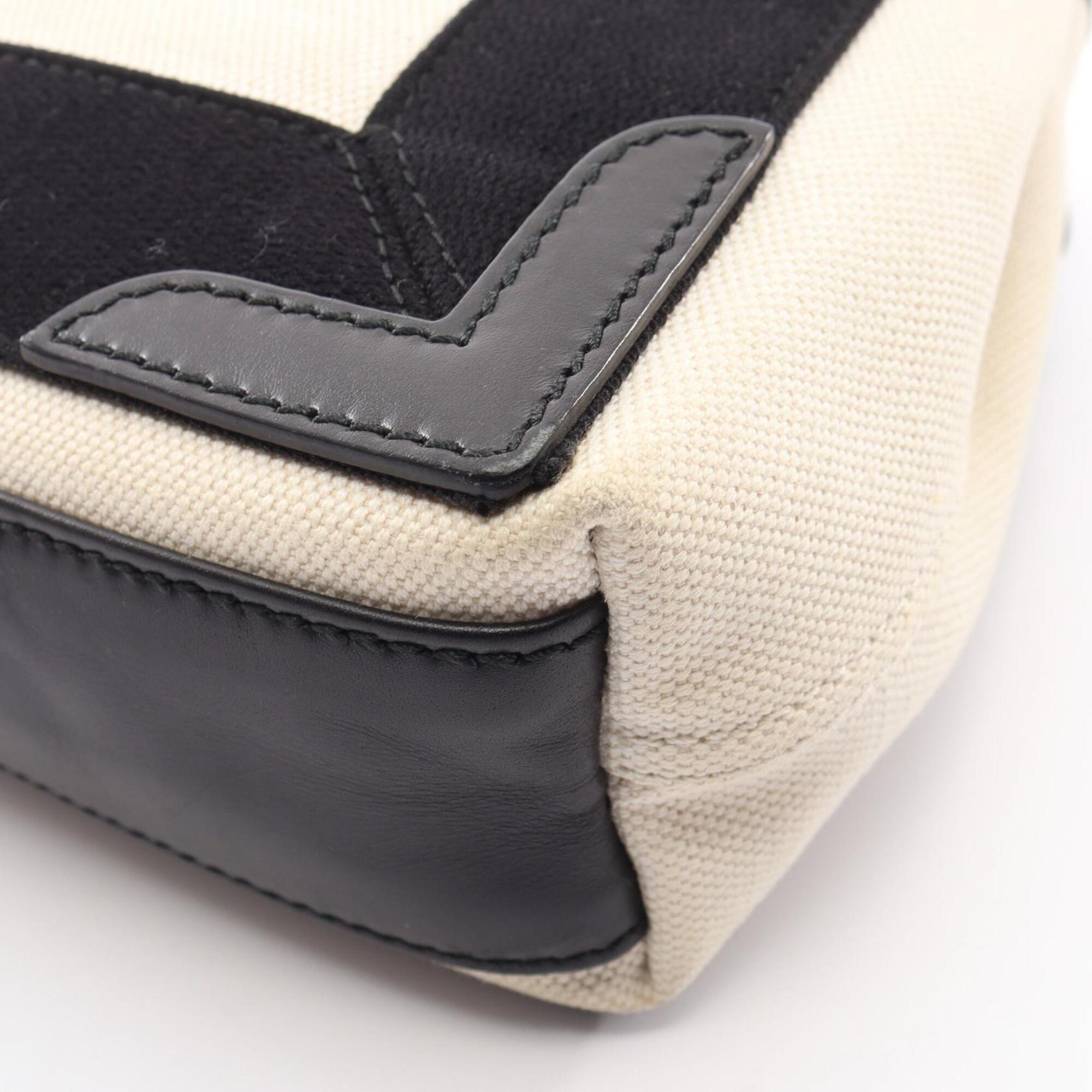 Balenciaga Black White Canvas Leather Handbag (Pre-Owned)