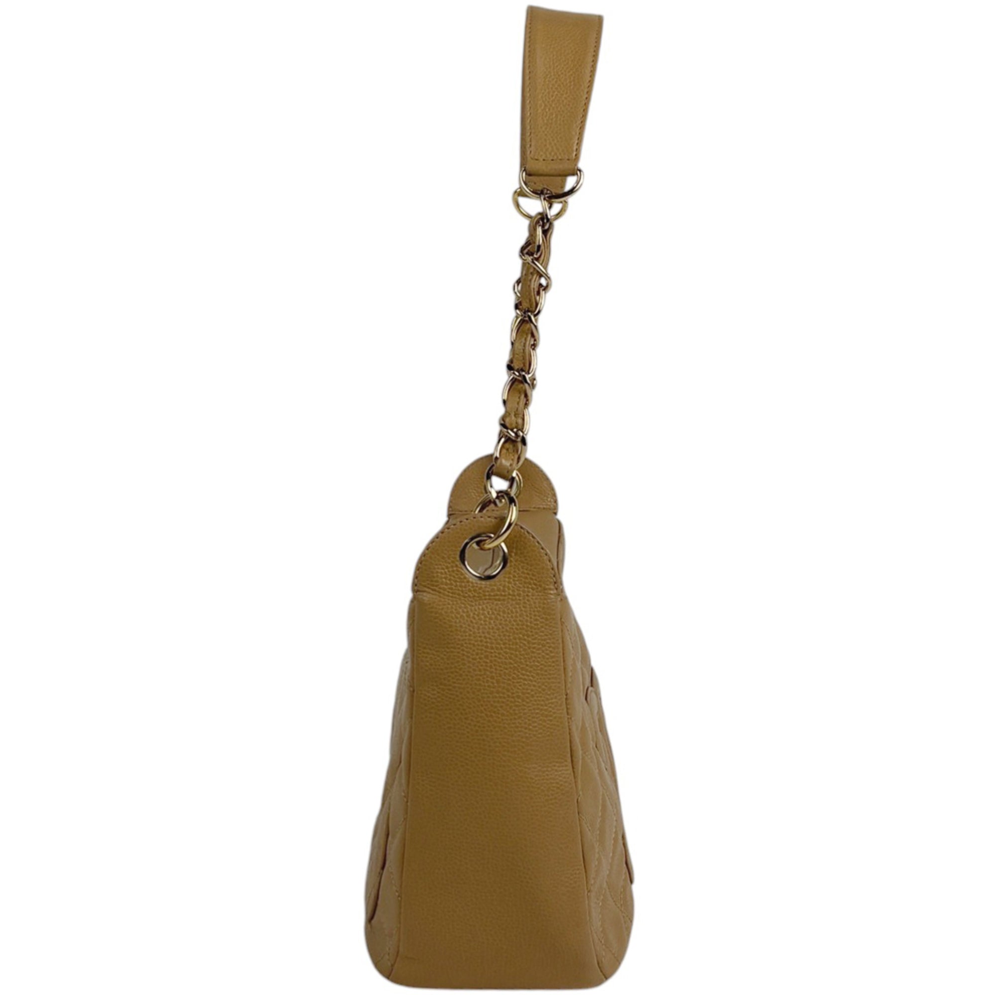 Chanel Matelasse Beige Grained Calfskin Shoulder Bag (Pre-Owned)