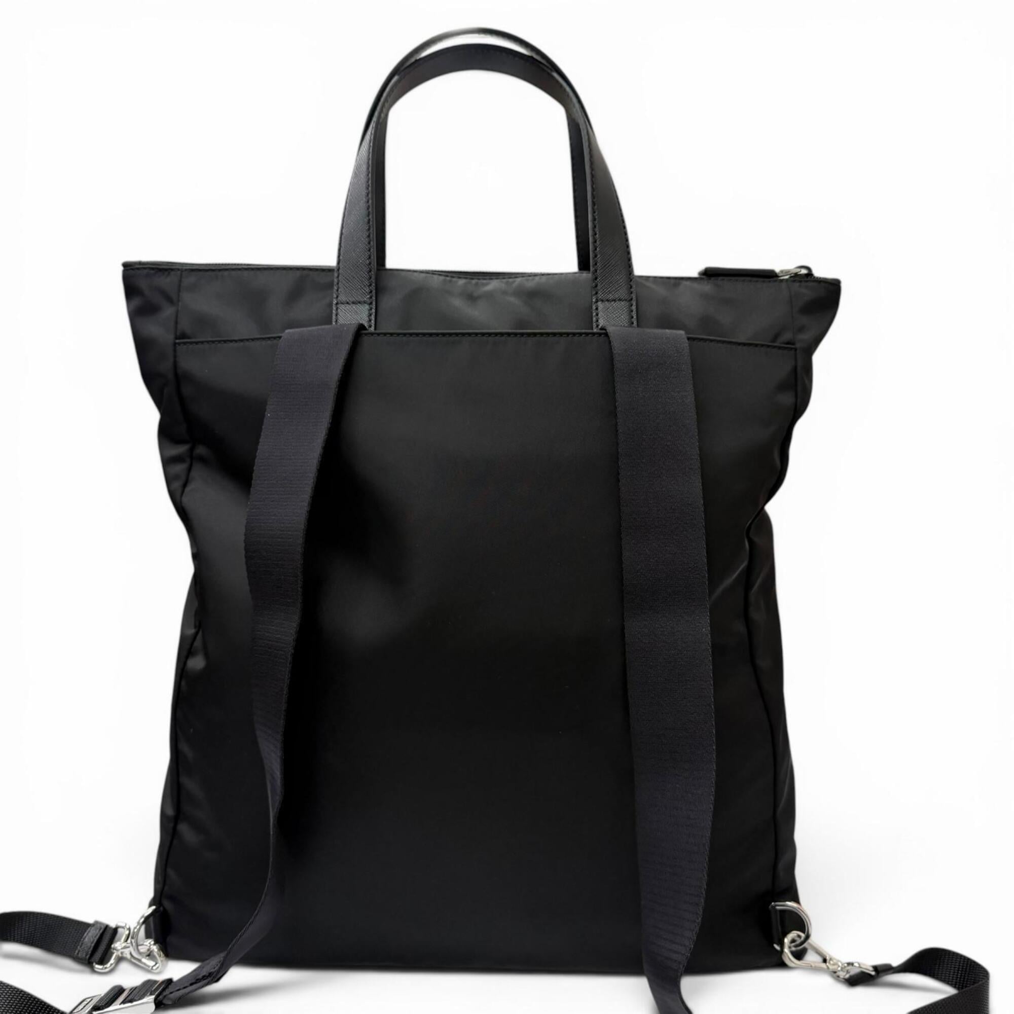 Prada Black Polyamide Leather Tote Bag (Pre-Owned)