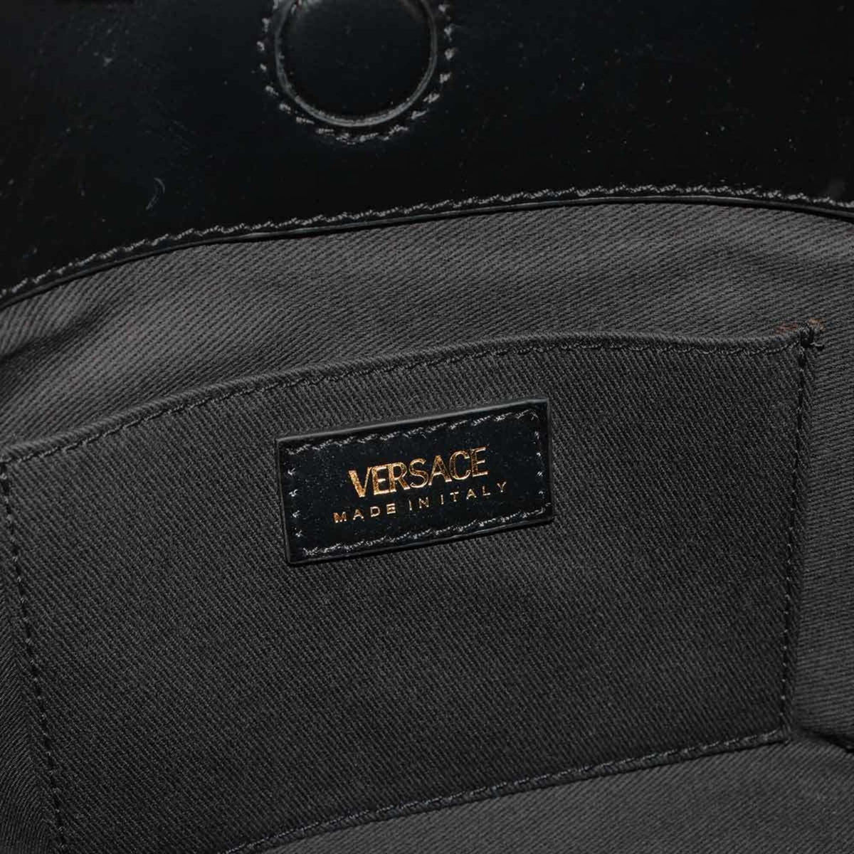 Versace Black Leather Handbag Shoulder Bag (Pre-Owned)