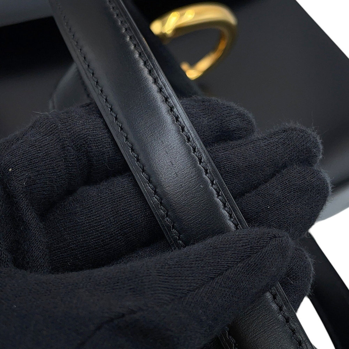 Cartier Panthère Black Leather Handbag Shoulder Bag (Pre-Owned)