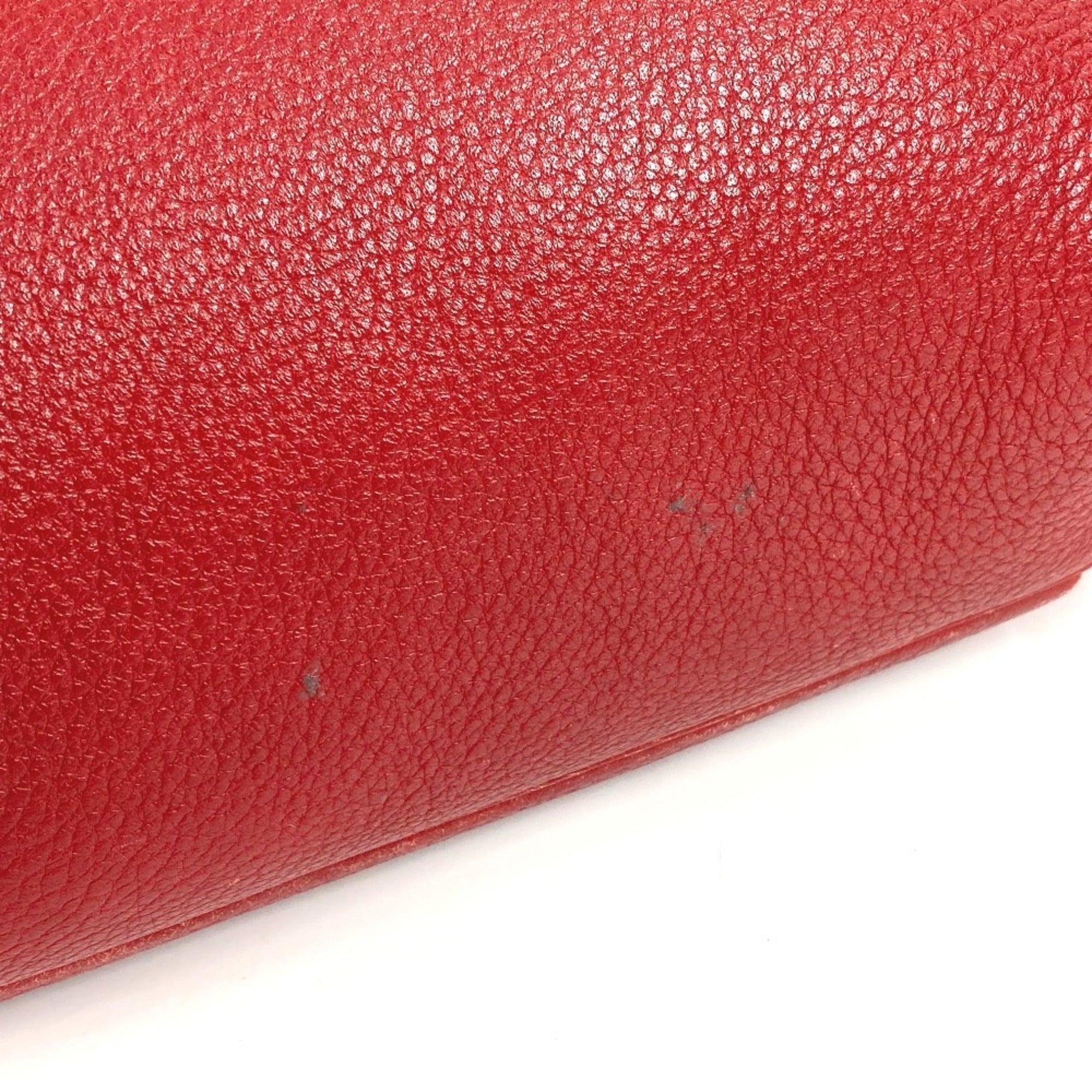 Hermes Red Color Leather Pochette Shoulder Bag (Pre-Owned)