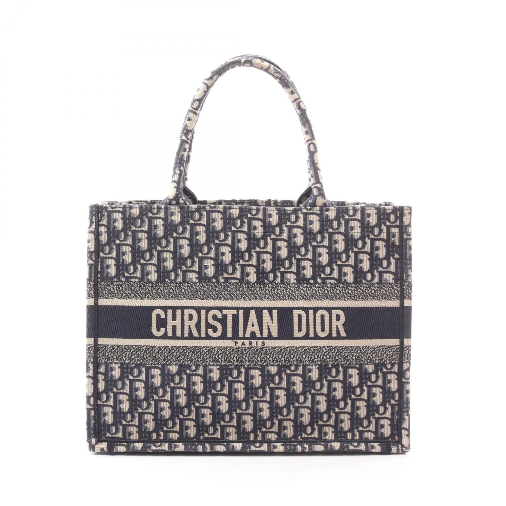 Christian Dior Beige Navy Canvas Handbag Tote Bag (Pre-Owned)