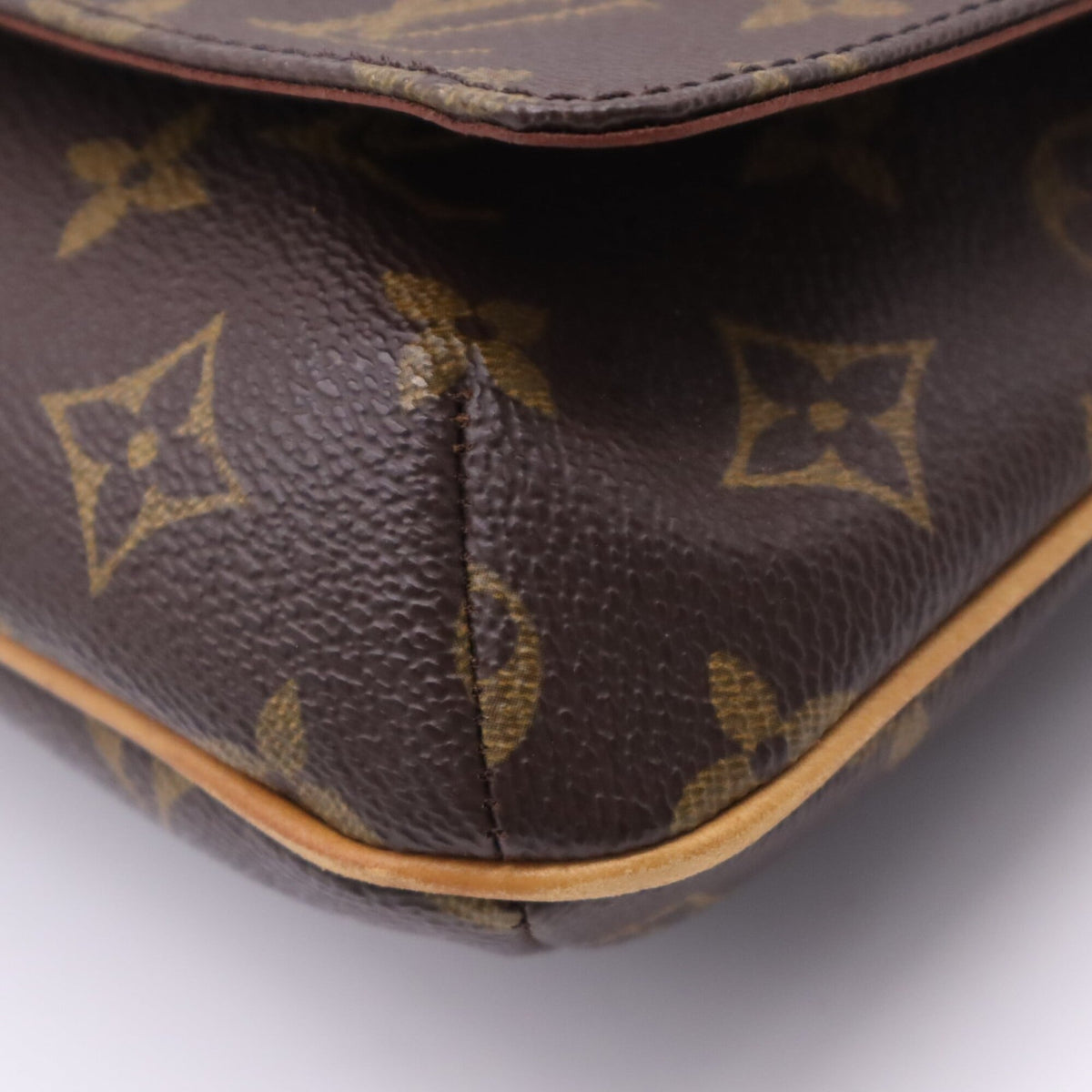 Louis Vuitton Beige Brown Coated Canvas Leather Shoulder Bag (Pre-Owned)