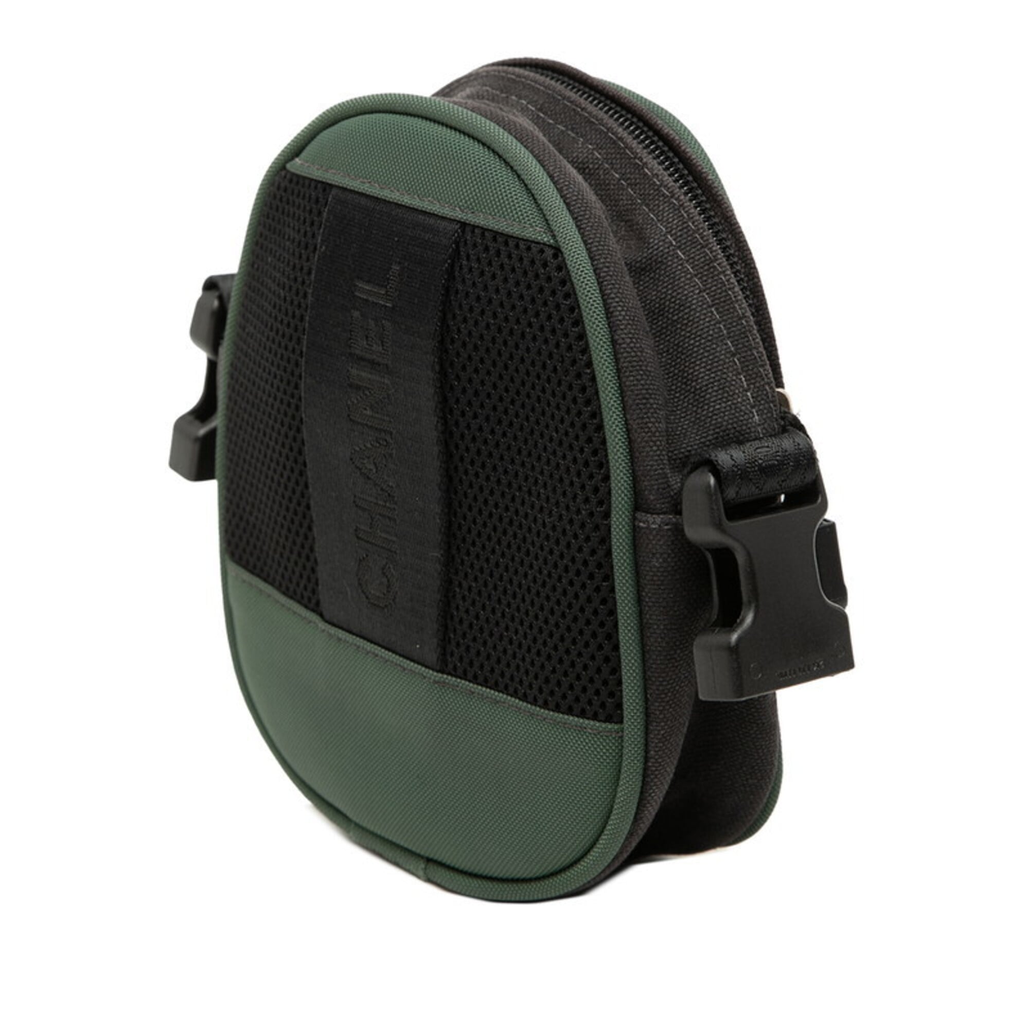 Chanel Black Green Canvas Nylon Shoulder Bag (Pre-Owned)