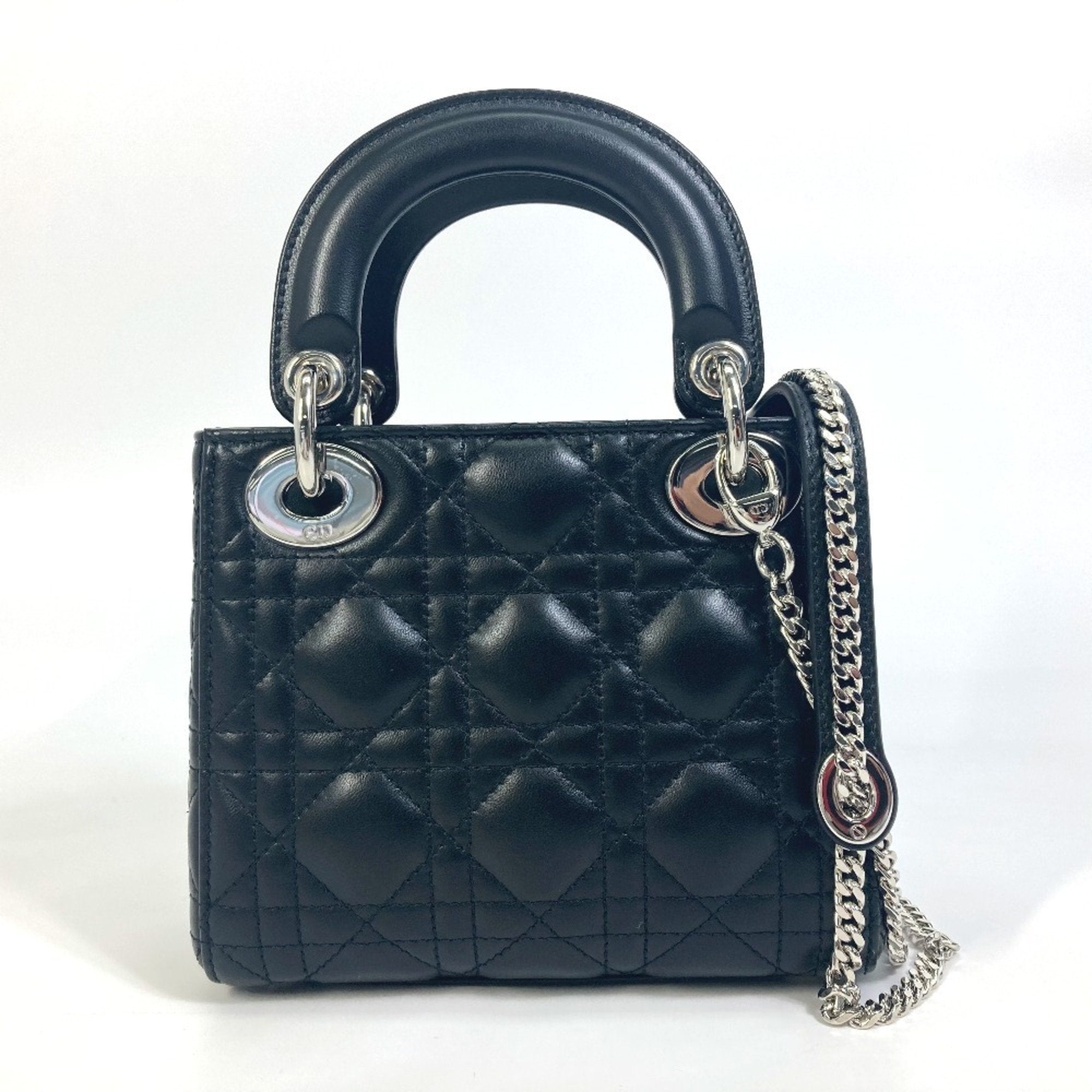 Christian Dior Lady Dior Black Leather Shoulder Bag (Pre-Owned)