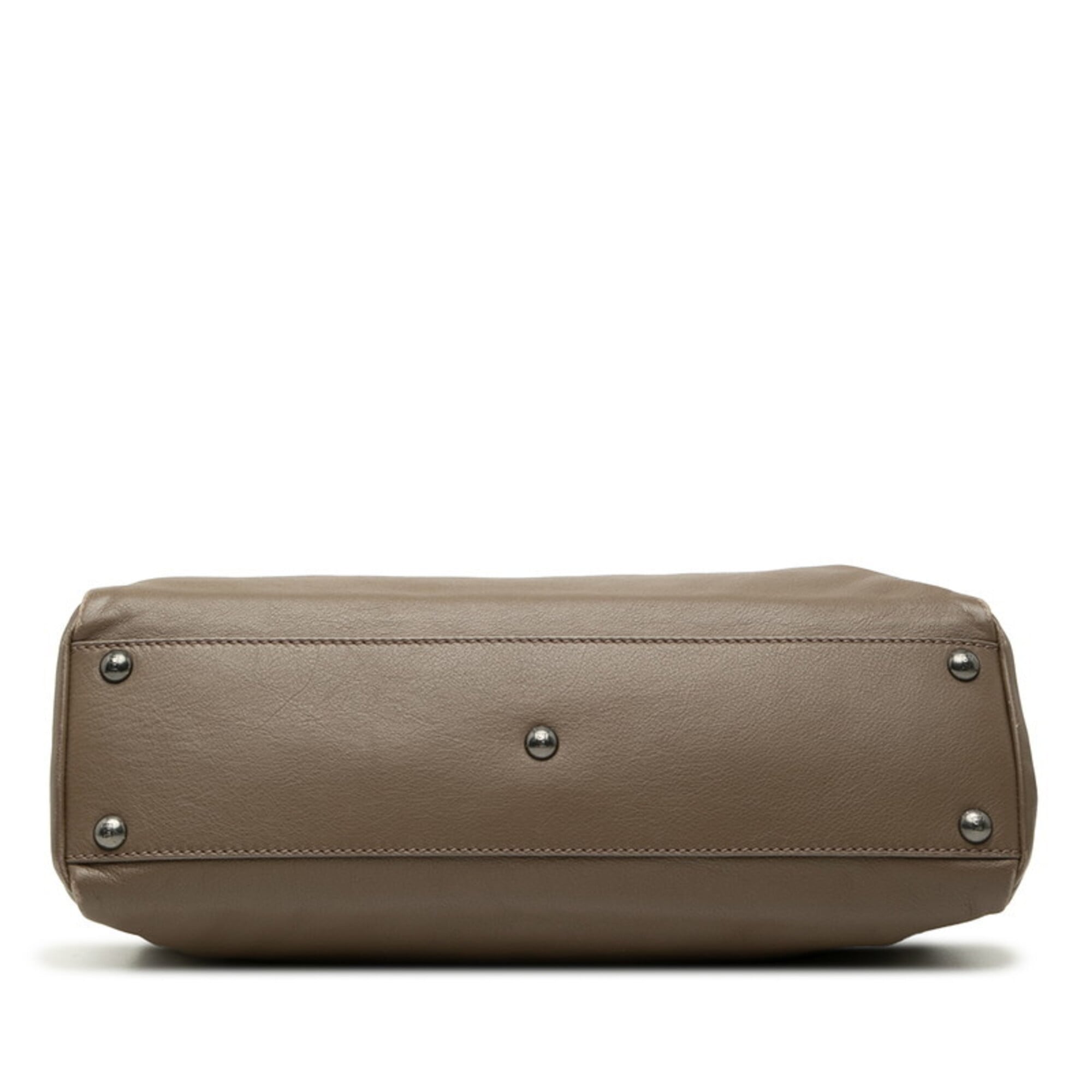 Fendi Grayish Leather Handbag Shoulder Bag (Pre-Owned)