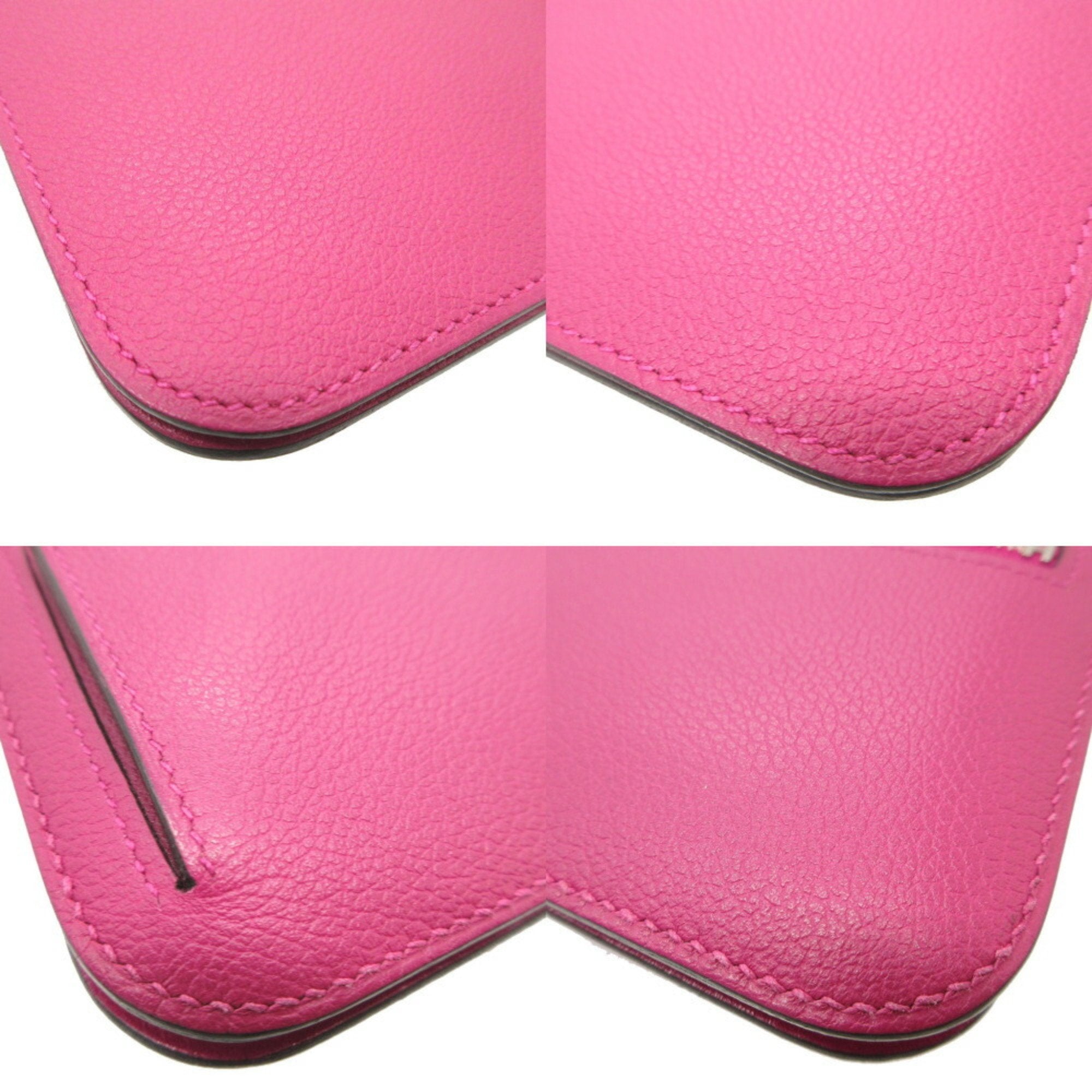 Hermes Rose Purple Leather Long Wallet (Bi-Fold) (Pre-Owned)