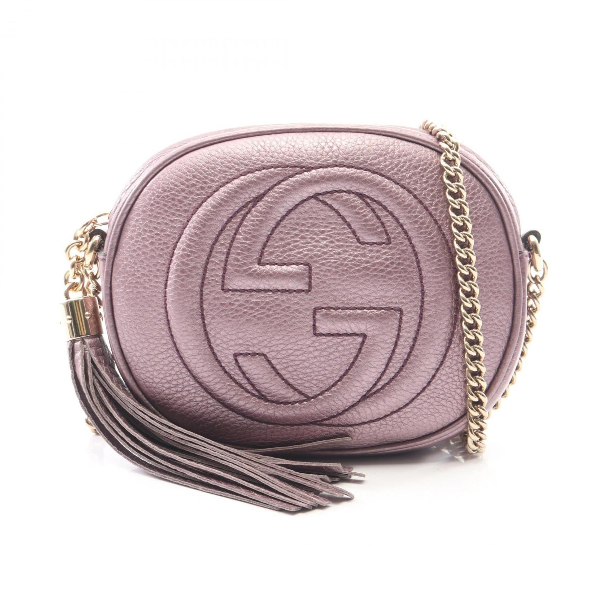 Gucci Purple Leather Handbag Shoulder Bag (Pre-Owned)