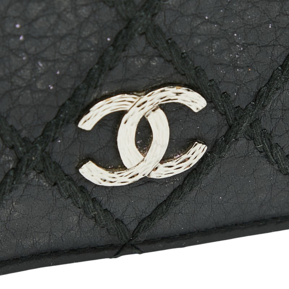 Chanel Black Leather Long Wallet (Bi-Fold) (Pre-Owned)