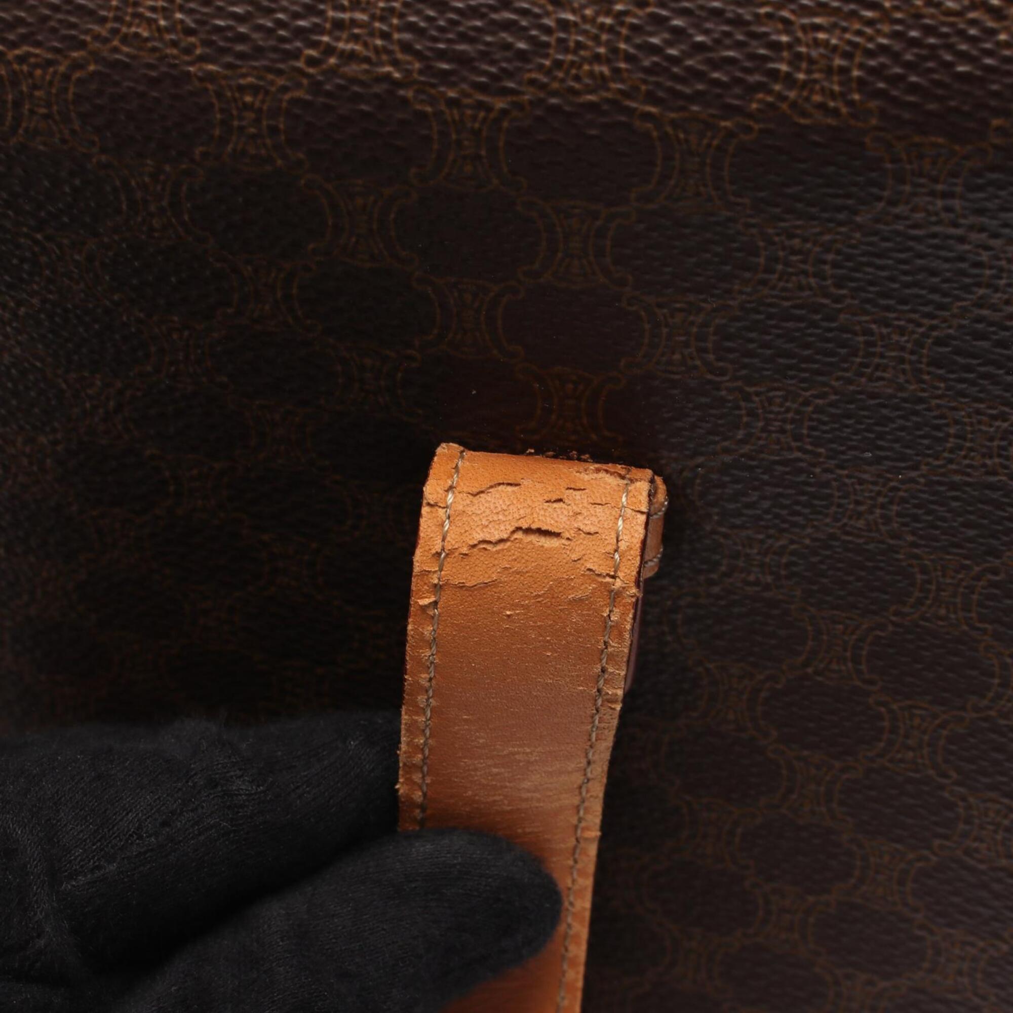 Celine Macadam Brown Coated Canvas Handbag (Pre-Owned)