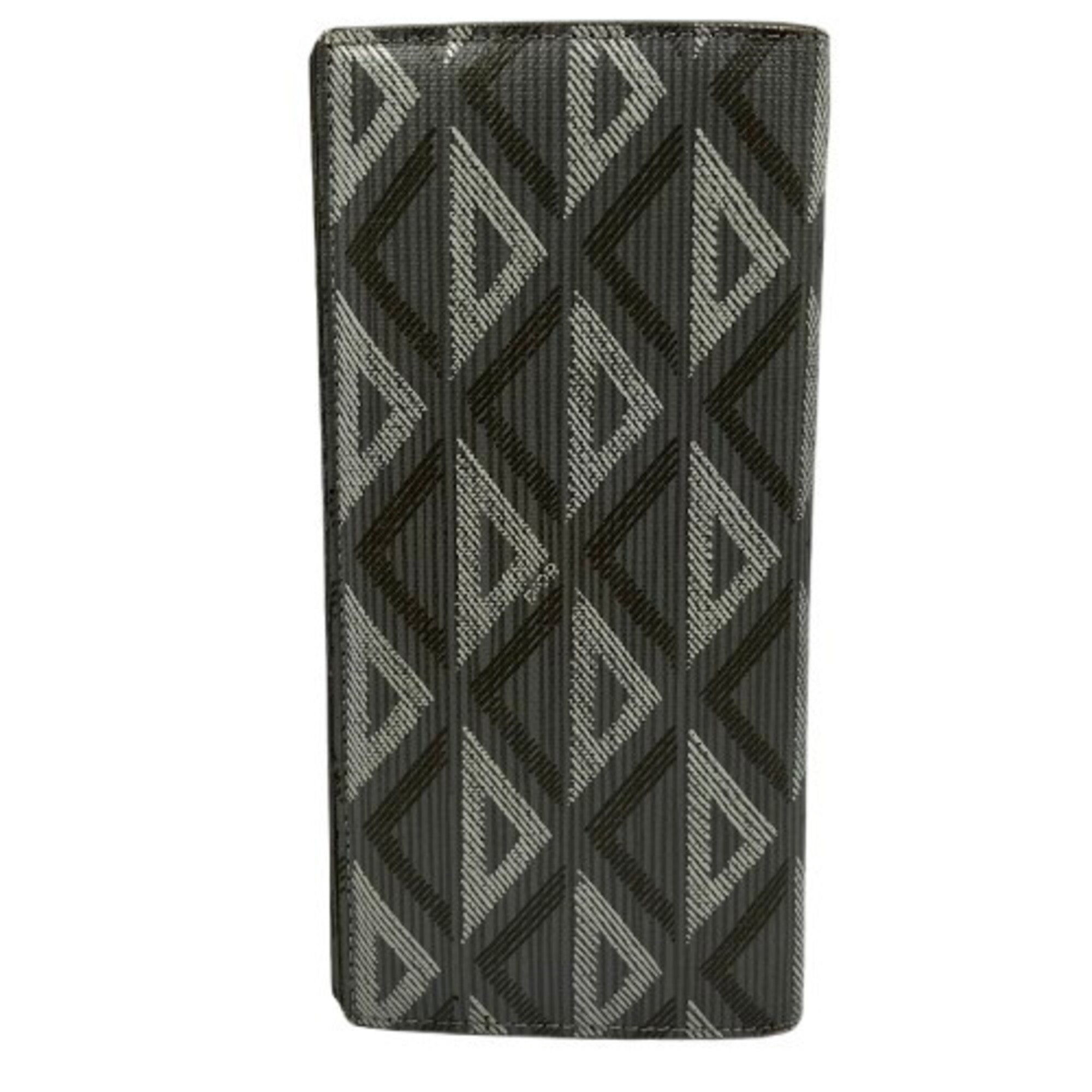 Christian Dior Gray Leather Long Wallet (Bi-Fold) (Pre-Owned)