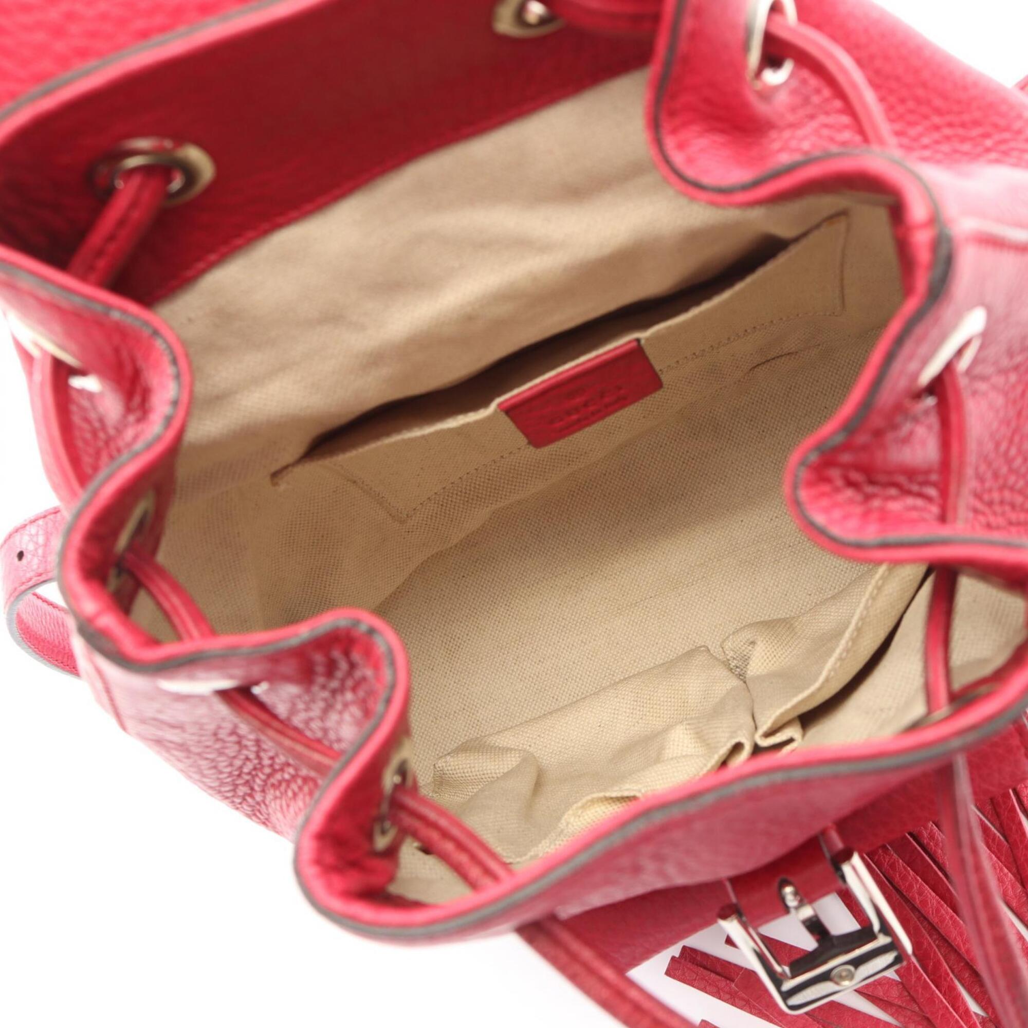 Gucci Red Color Leather Backpack (Pre-Owned)
