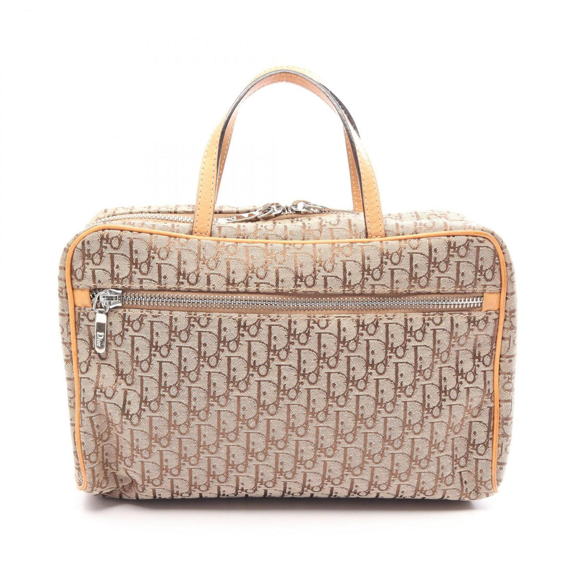 Christian Dior Beige Brown Canvas Leather Handbag (Pre-Owned)
