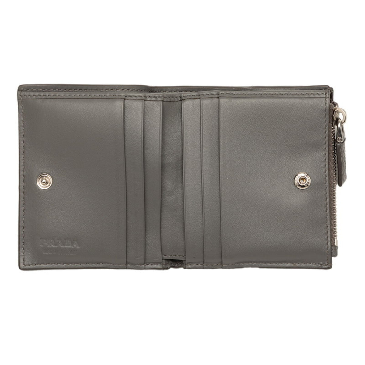 Prada Gray Leather Wallet (Bi-Fold) (Pre-Owned)