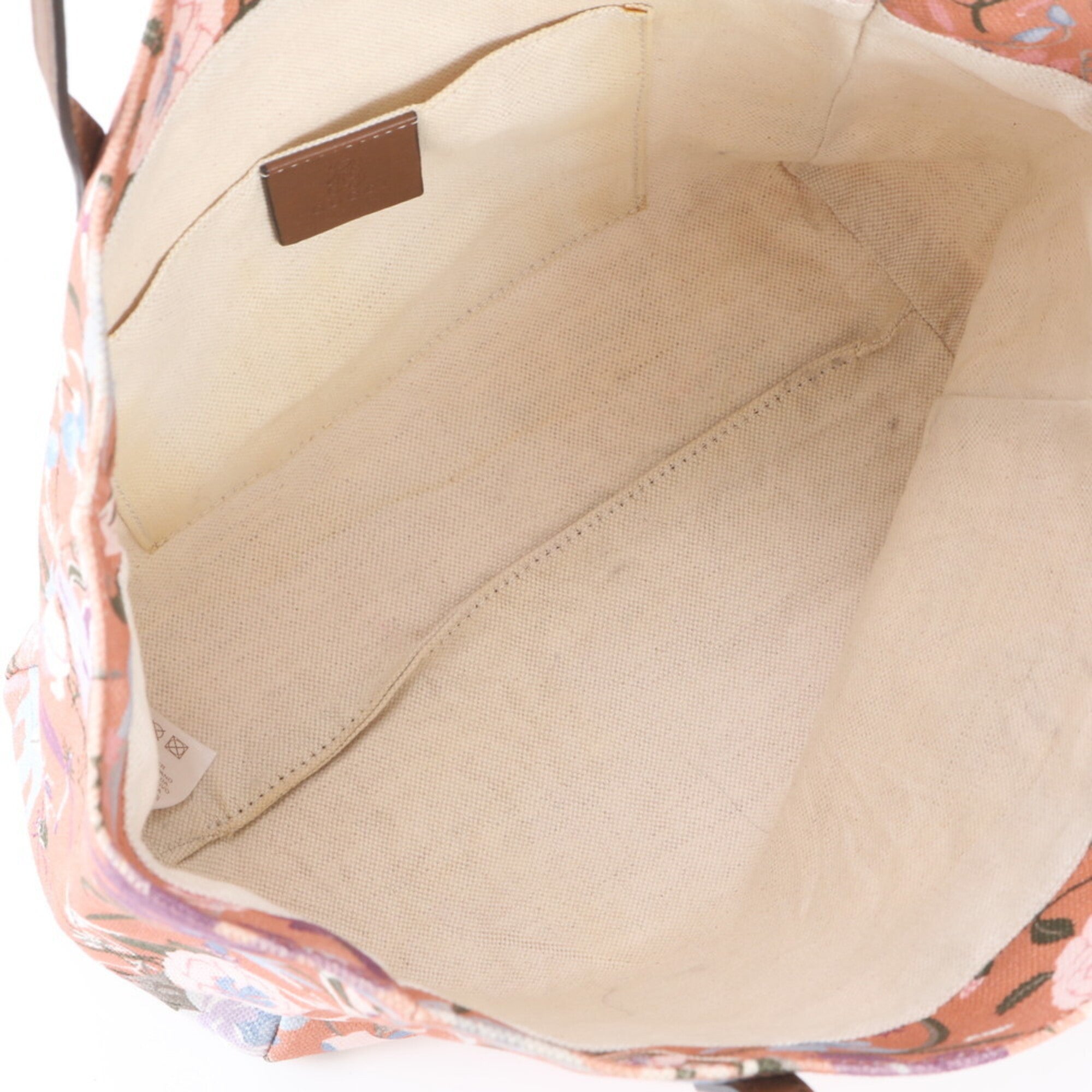Gucci Flora Pink Leather Canvas Handbag Tote Bag (Pre-Owned)