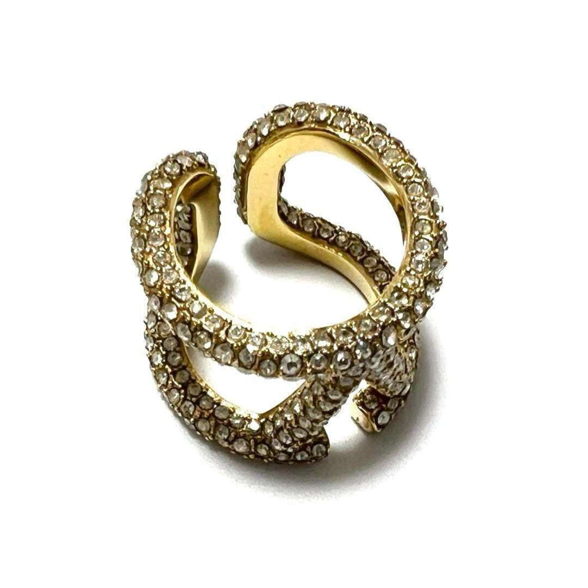Valentino Gold Metal Rhinestone Band Ring (Pre-Owned)